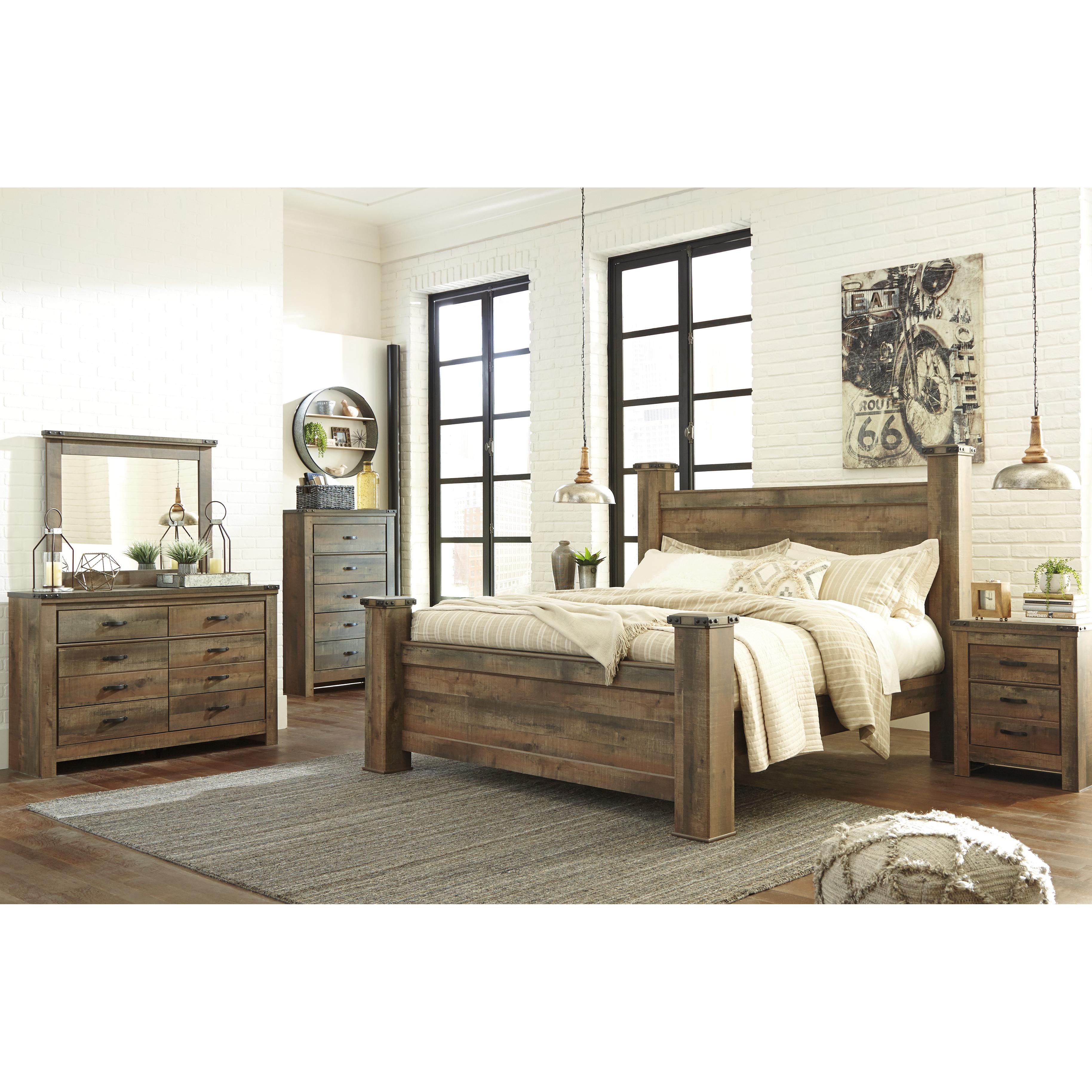  Size_King --  Trinell B446B45 King Poster Bed IMAGE 4