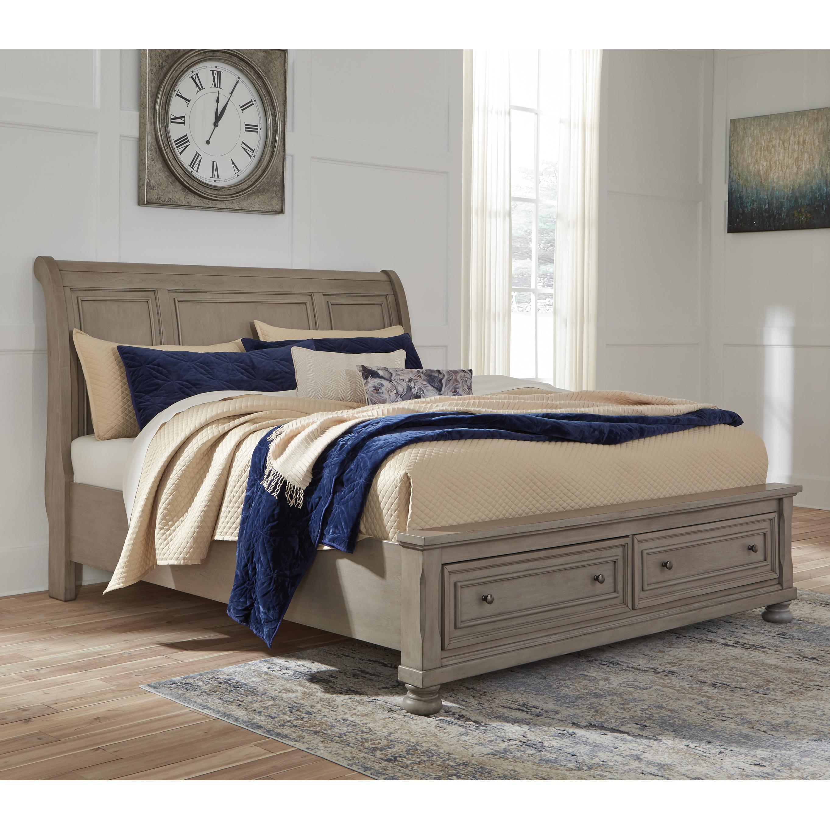  Size_California King --  Lettner B733B9 California King Sleigh Bed with 2 Storage Drawers IMAGE 2