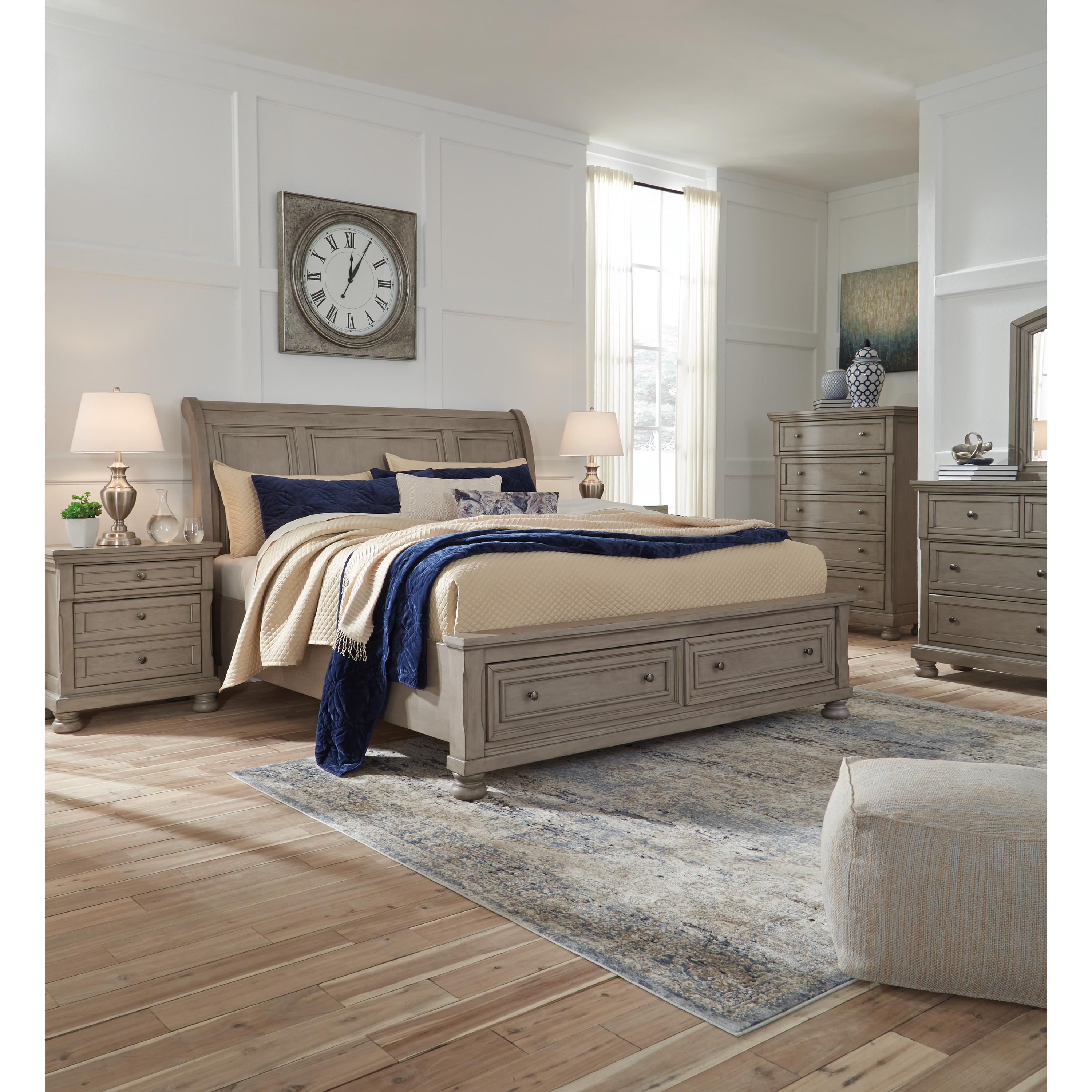  Size_California King --  Lettner B733B9 California King Sleigh Bed with 2 Storage Drawers IMAGE 4