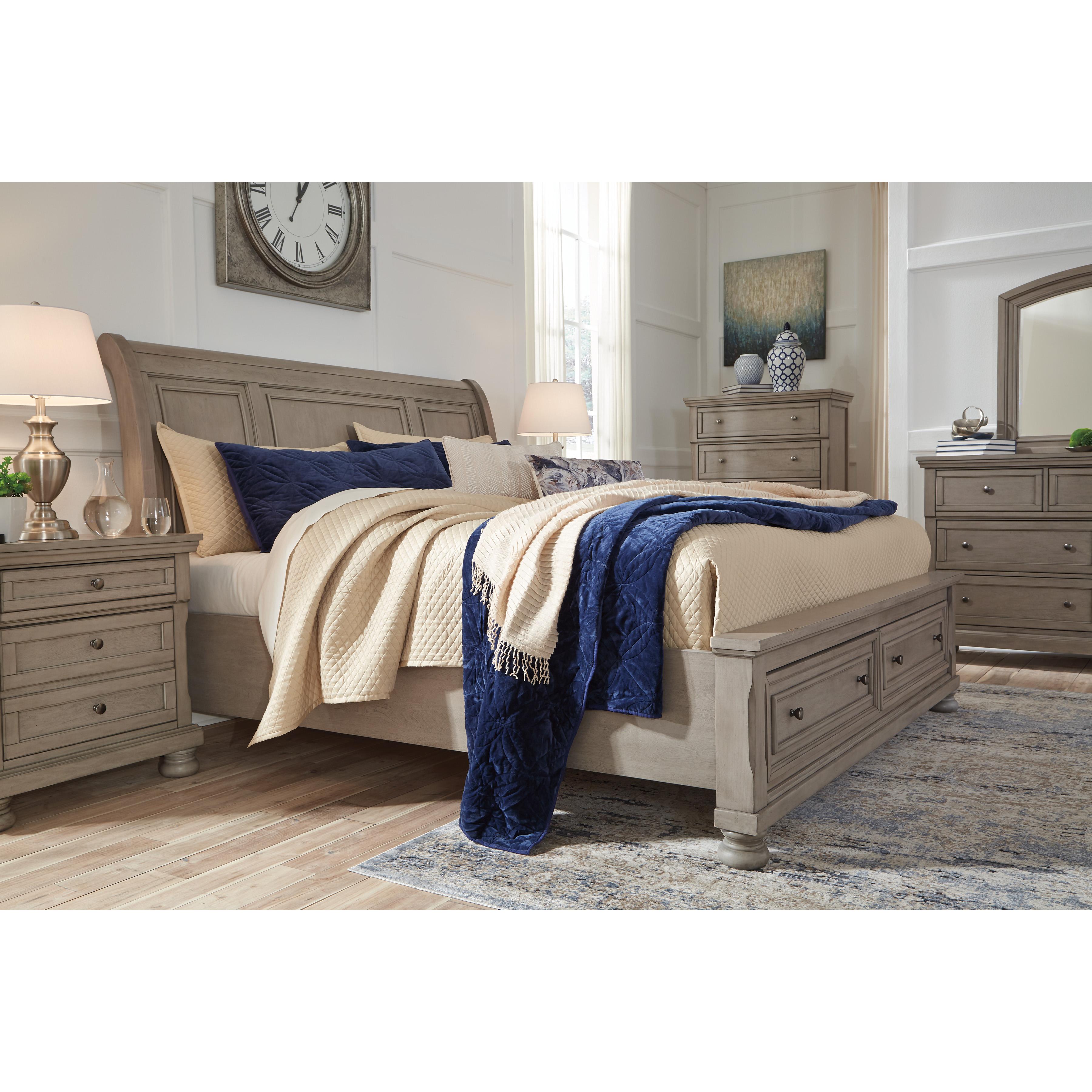  Size_California King --  Lettner B733B9 California King Sleigh Bed with 2 Storage Drawers IMAGE 6