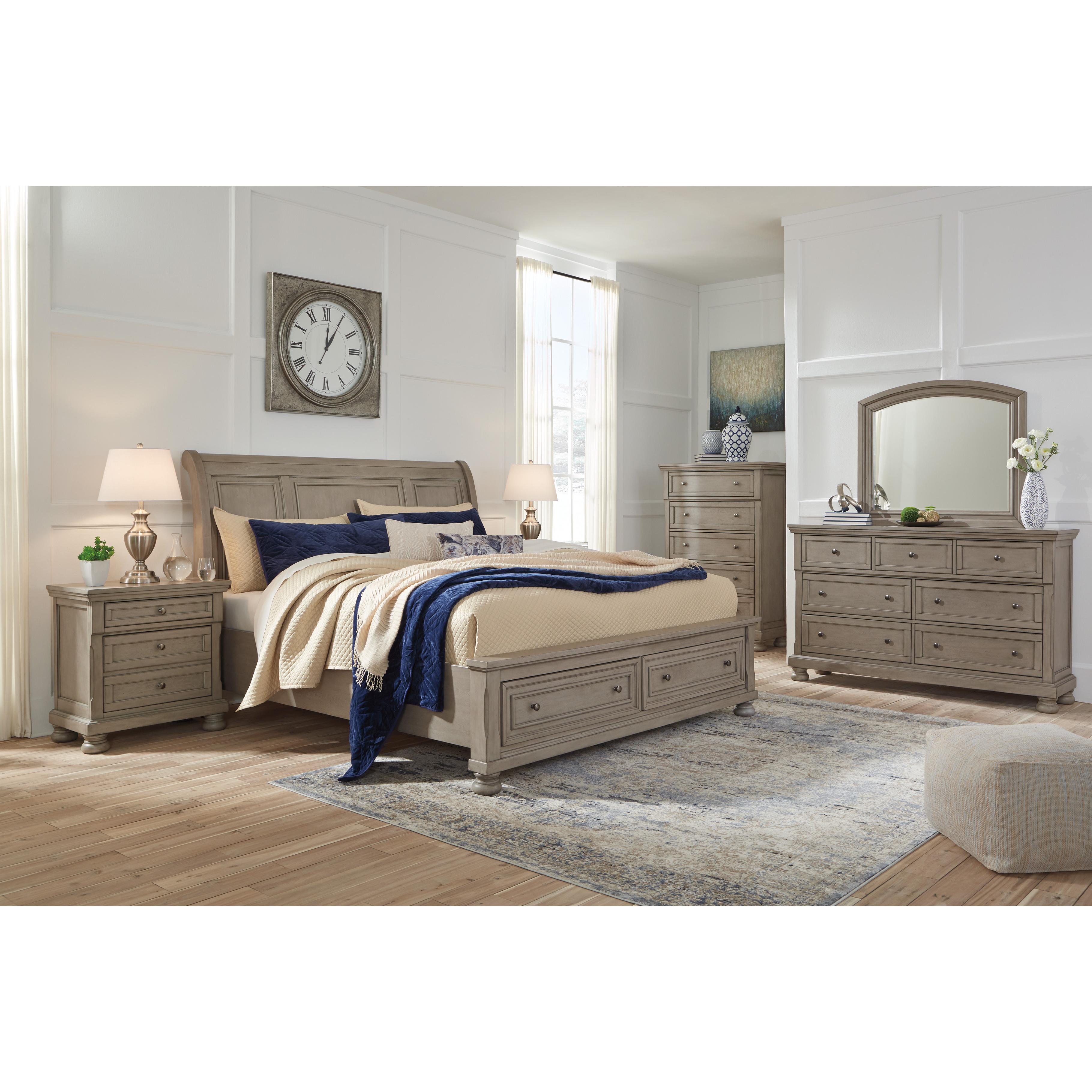  Size_California King --  Lettner B733B9 California King Sleigh Bed with 2 Storage Drawers IMAGE 8