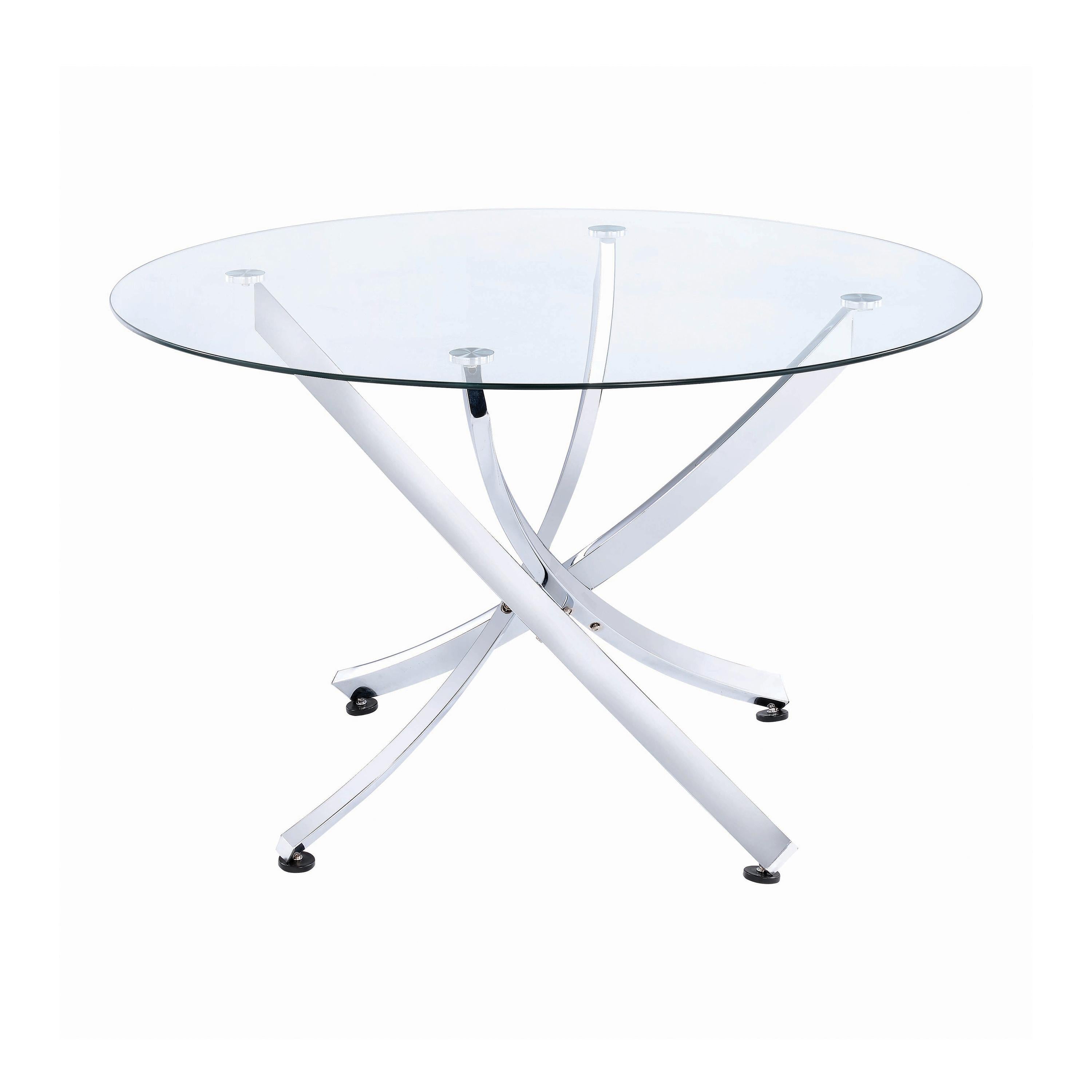  Coaster Furniture Beckham 106440 Round 46-inch Glass Top Dining Table - Chrome IMAGE 1