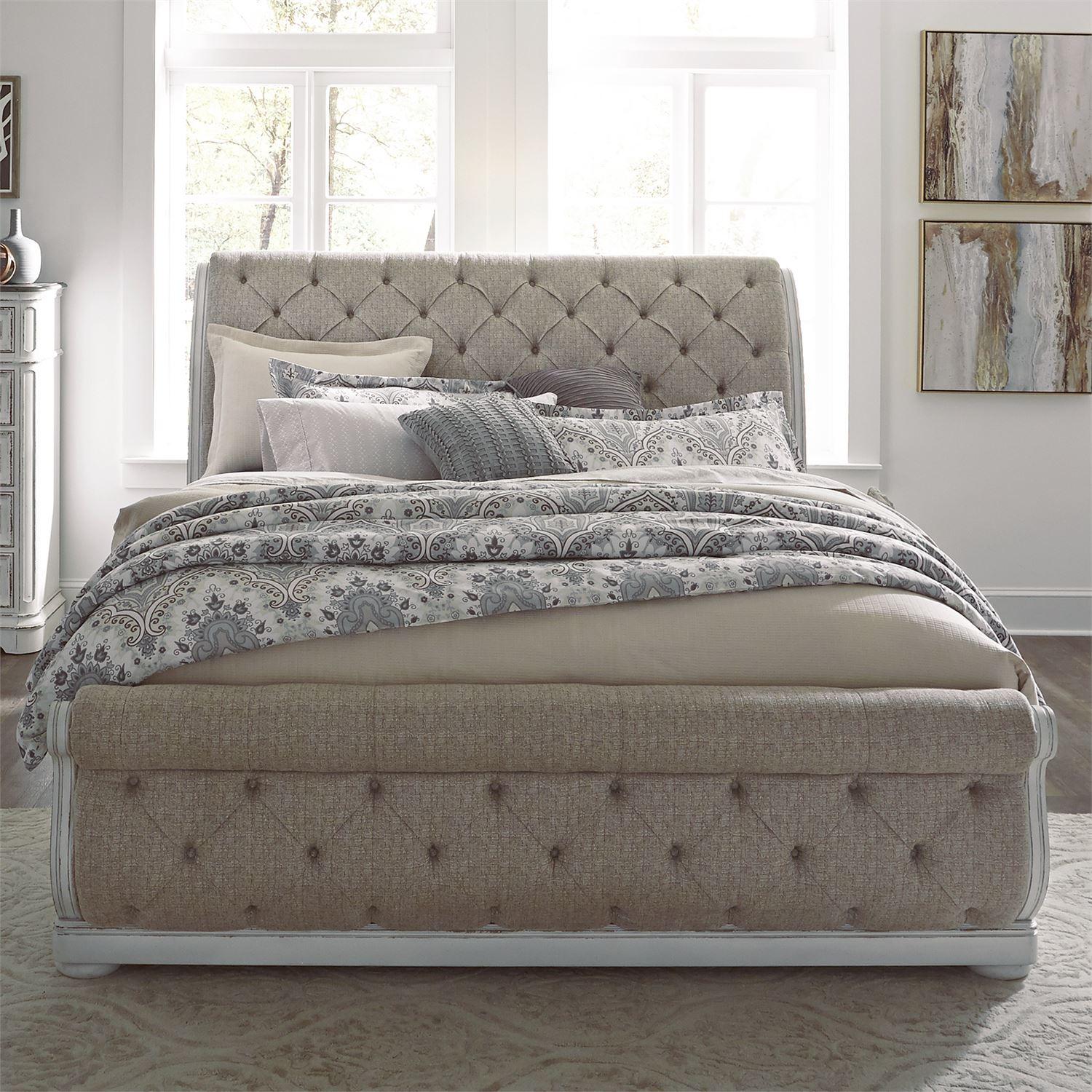  Size_King --  Magnolia Manor 244-BR-KUSL King Upholstered Sleigh Bed IMAGE 1