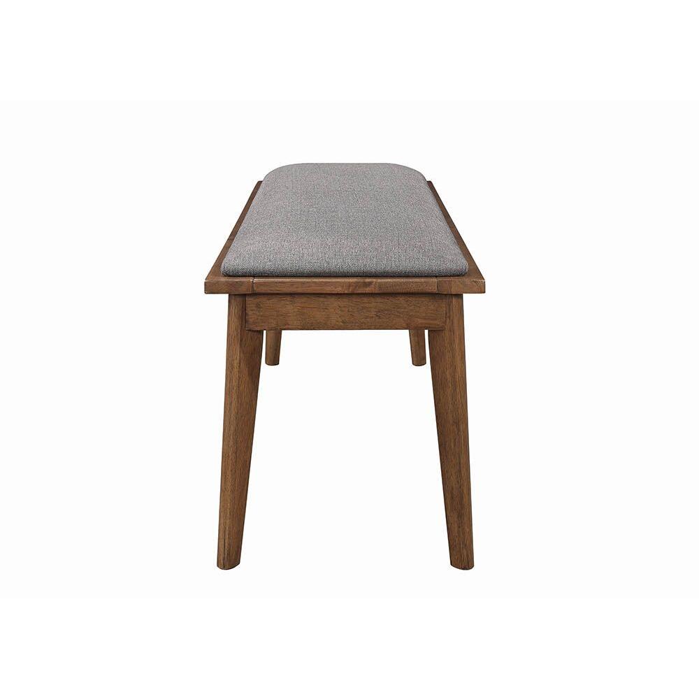  Coaster Furniture Alfredo 108083 Upholstered Dining Bench - Grey and Natural Walnut IMAGE 3