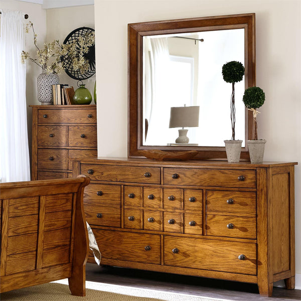 Liberty Furniture Industries Inc. Grandpas Cabin 7-Drawer Dresser with Mirror 175-BR-DM