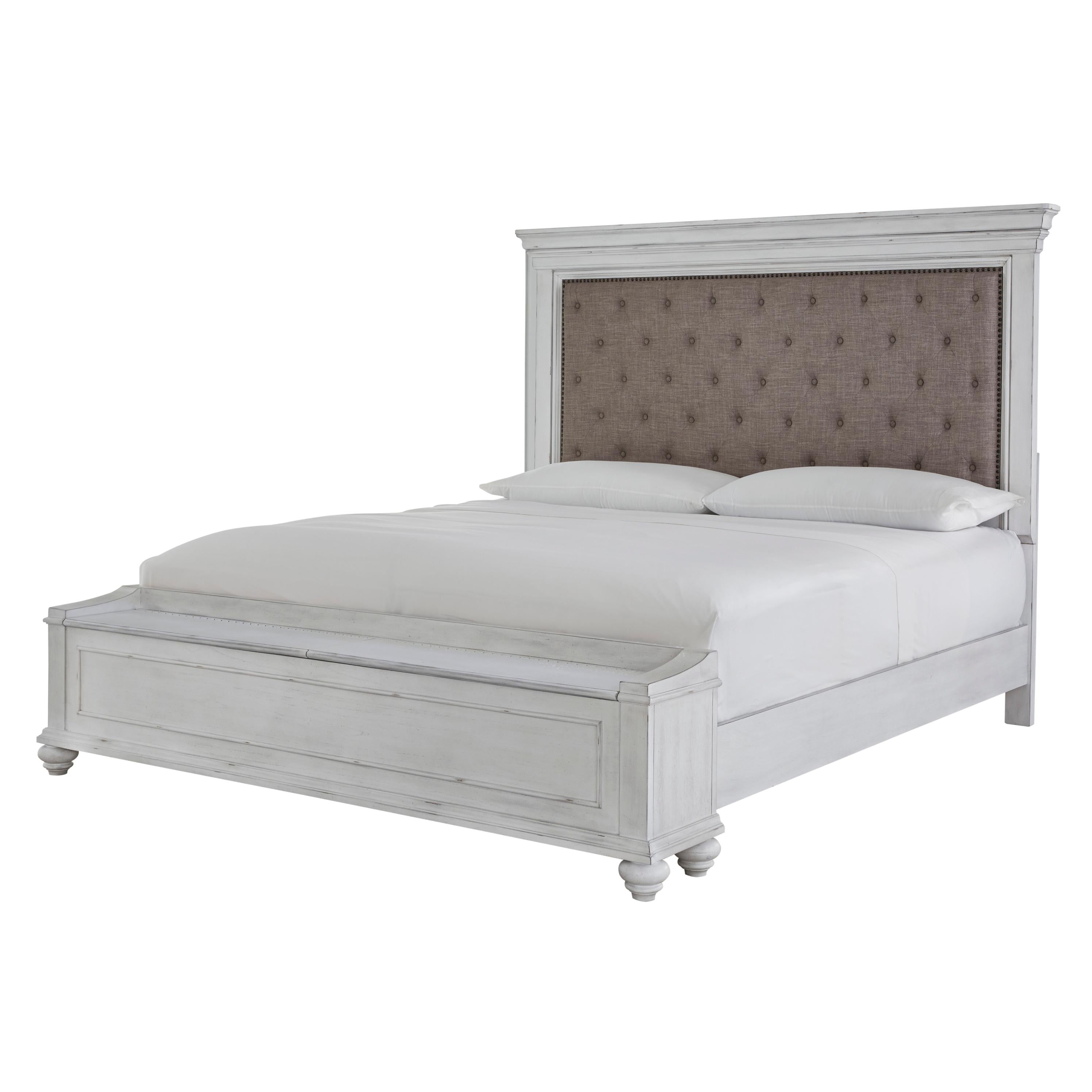  Size_Queen --  Benchcraft Kanwyn Upholstered Panel Bed with Storage IMAGE 1