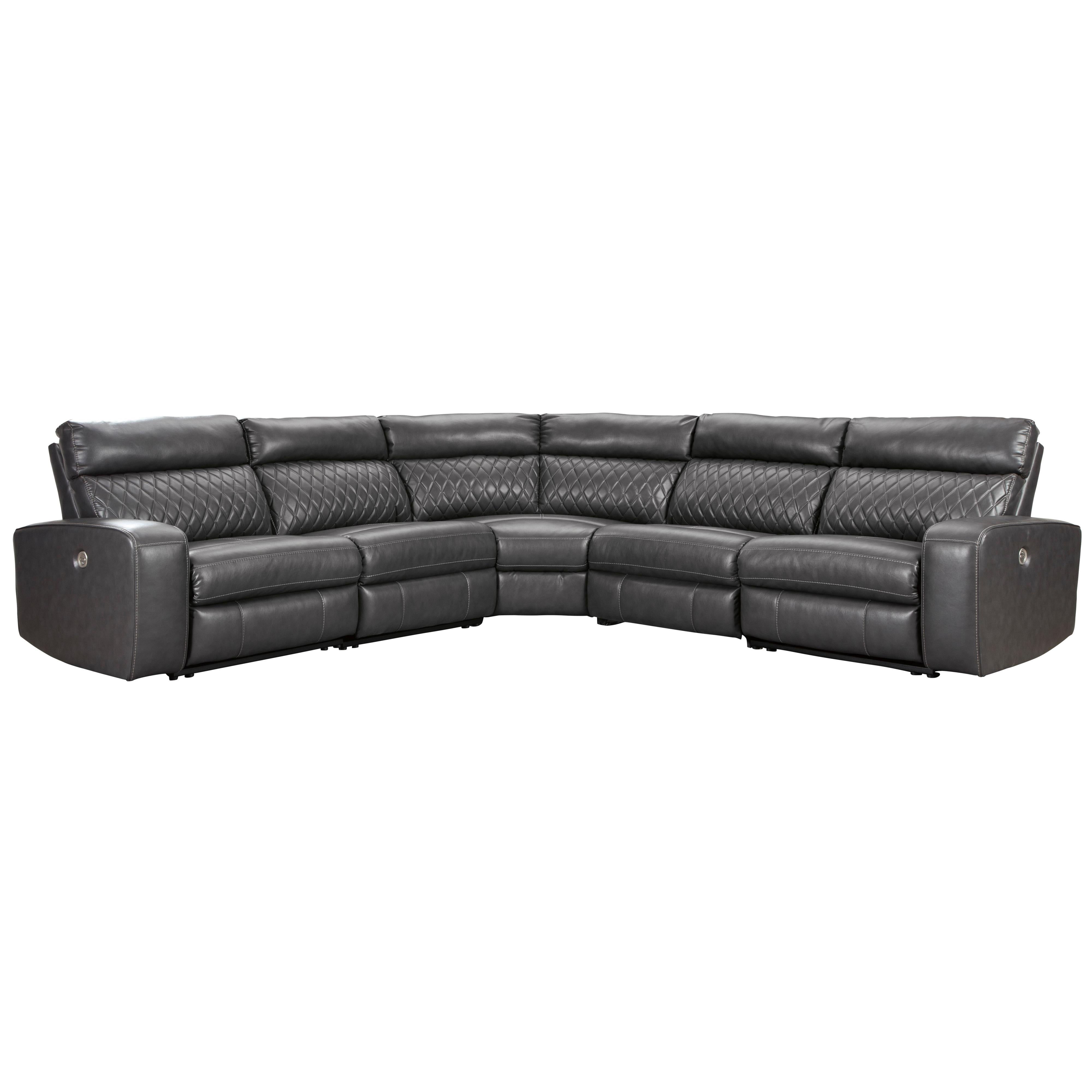  Signature Design by Ashley Samperstone Power Reclining Leather Look 5 pc Sectional 5520358/5520319/5520377/5520346/5520362 IMAGE 1