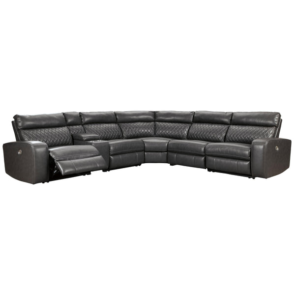 Signature Design by Ashley Samperstone Power Reclining Leather Look 6 pc Sectional 5520358/5520357/5520319/5520377/5520346/5520362