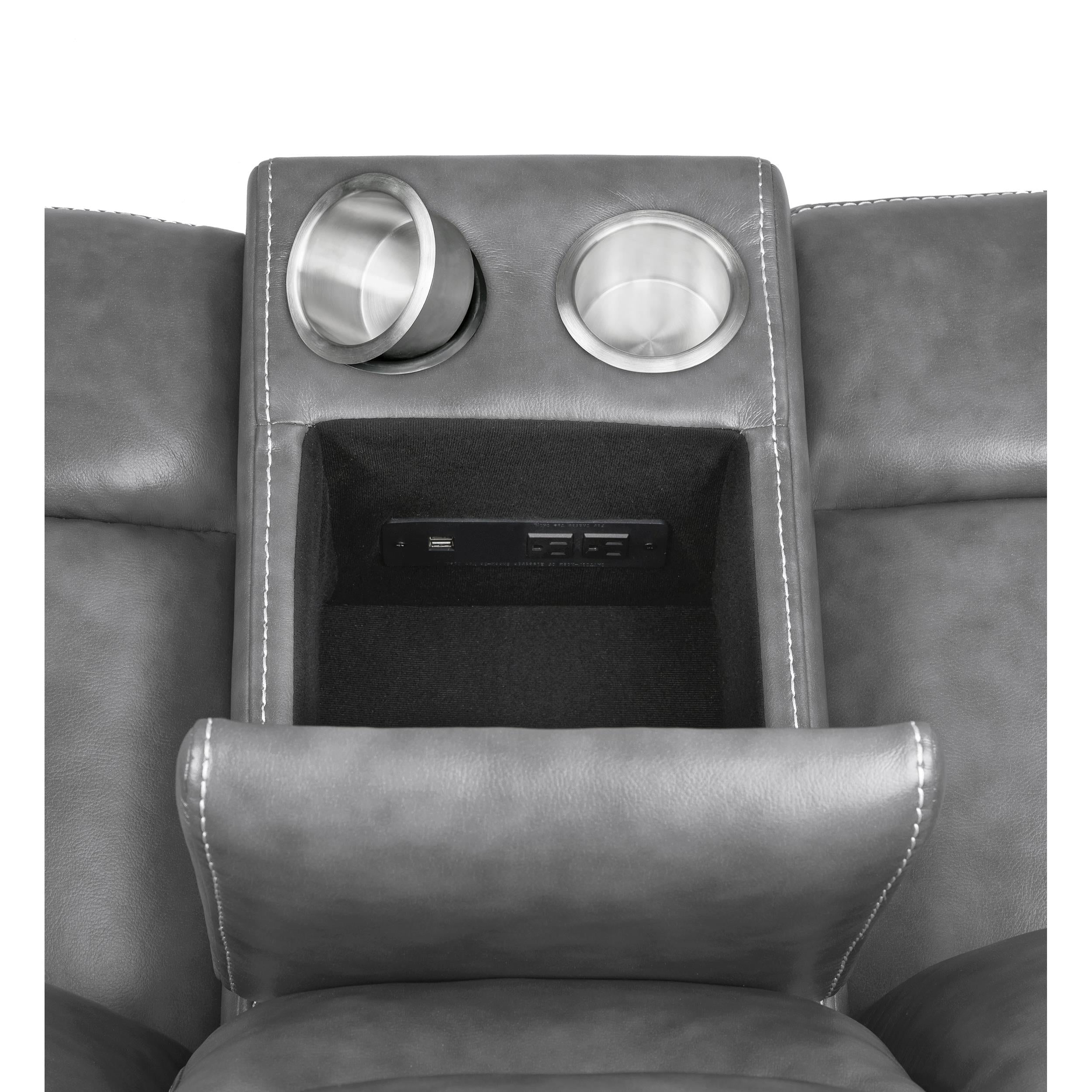  Coaster Furniture Conrad 650355 Upholstered Padded Arm Glider Loveseat - Grey IMAGE 11
