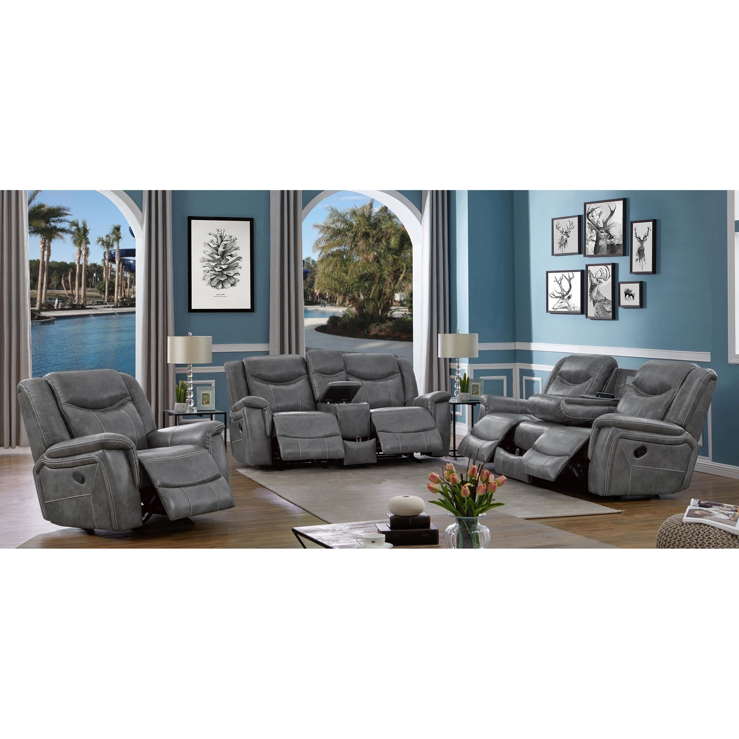  Coaster Furniture Conrad 650356 Upholstered Padded Arm Glider Recliner - Grey IMAGE 11
