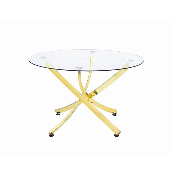 Coaster Furniture Beckham 108441 Round 46-inch Glass Top Dining Table - Brass