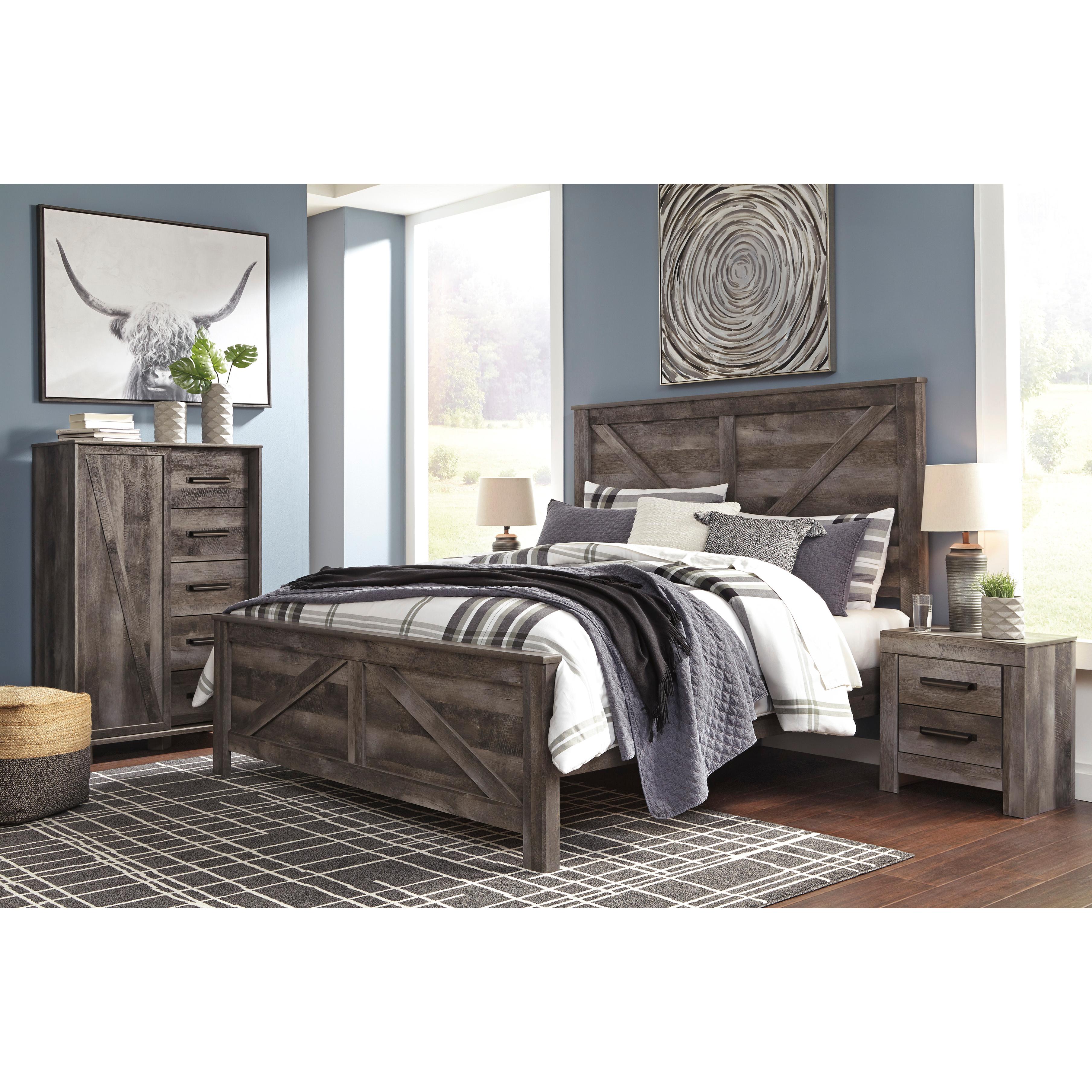  Size_King --  Wynnlow B440B11 King Crossbuck Panel Bed IMAGE 7