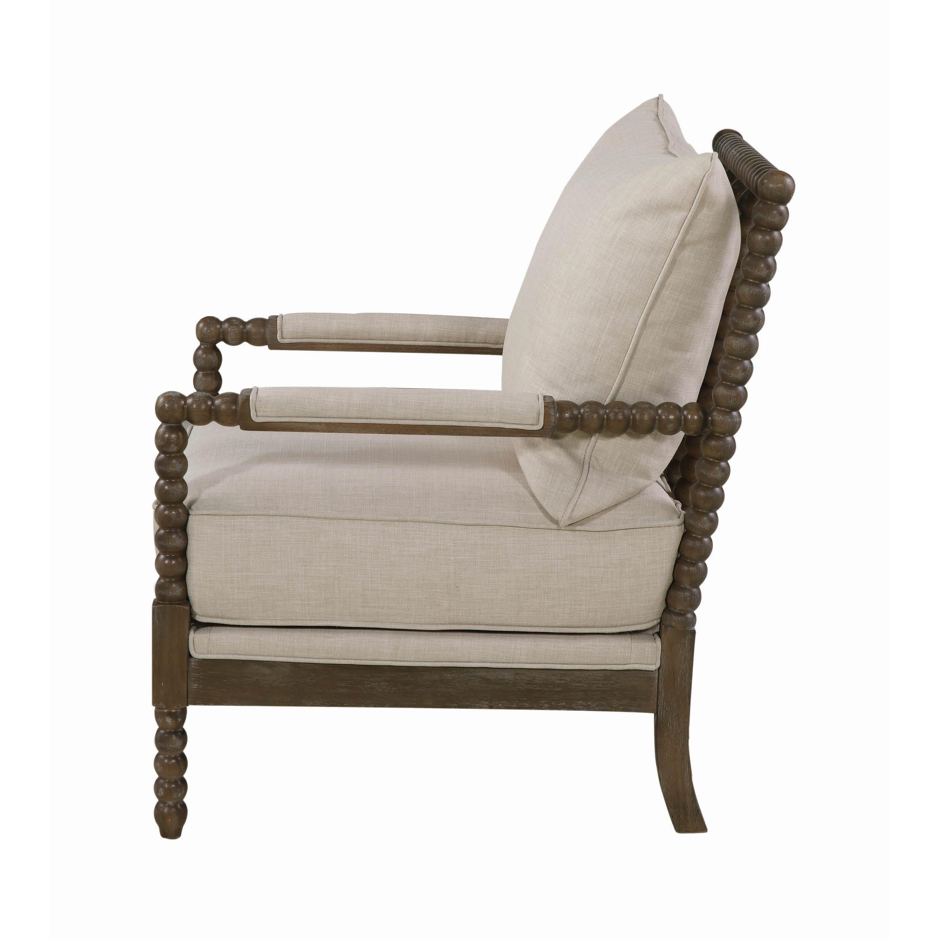  Coaster Furniture Blanchett 905362 Upholstered Bobbin Accent Chair - Beige and Natural IMAGE 3