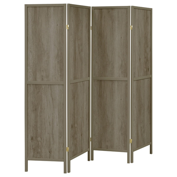 Coaster Furniture Deepika 961415 4-Panel Room Divider Folding Screen - Grey Driftwood