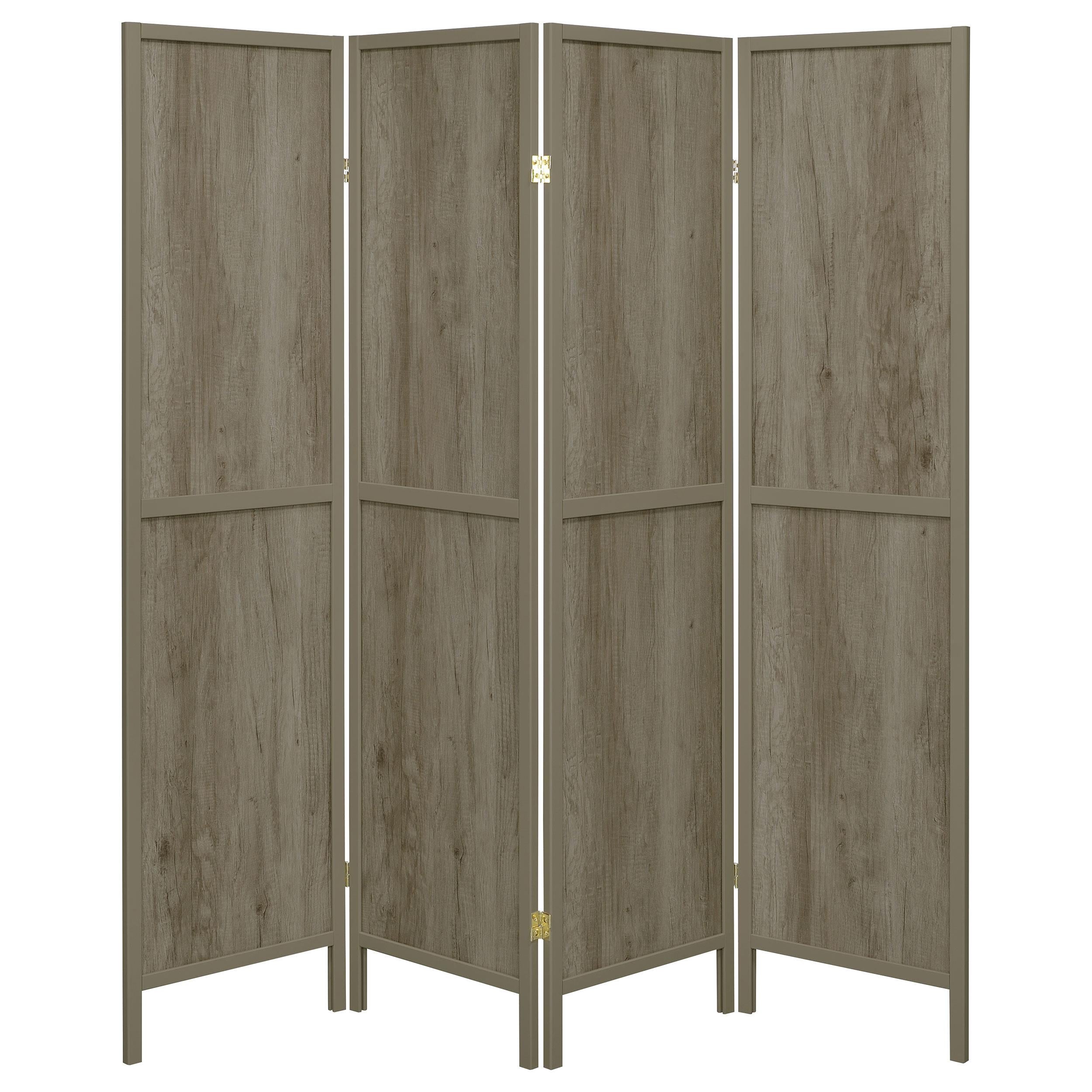  Coaster Furniture Deepika 961415 4-Panel Room Divider Folding Screen - Grey Driftwood IMAGE 3