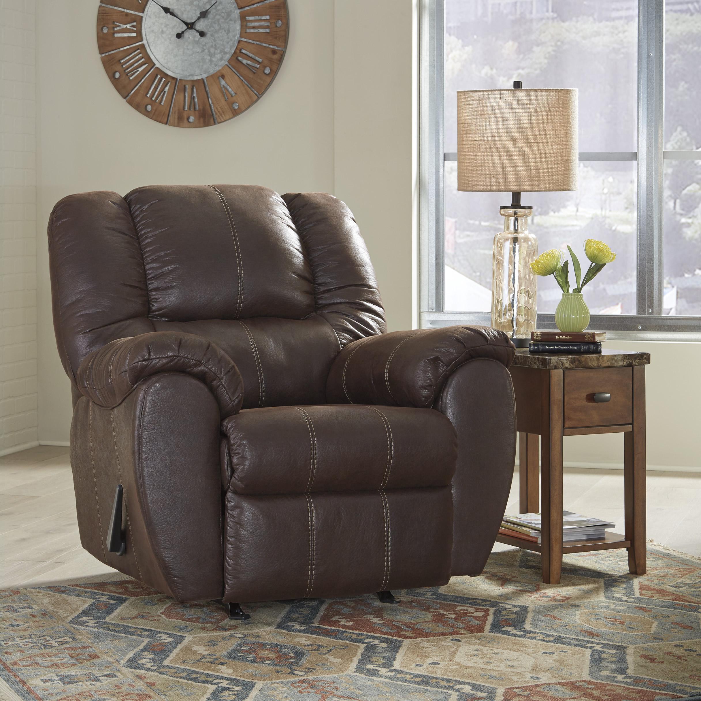  Manufacturer Color_Walnut --  Signature Design by Ashley McGann Rocker Leather Look Recliner IMAGE 3
