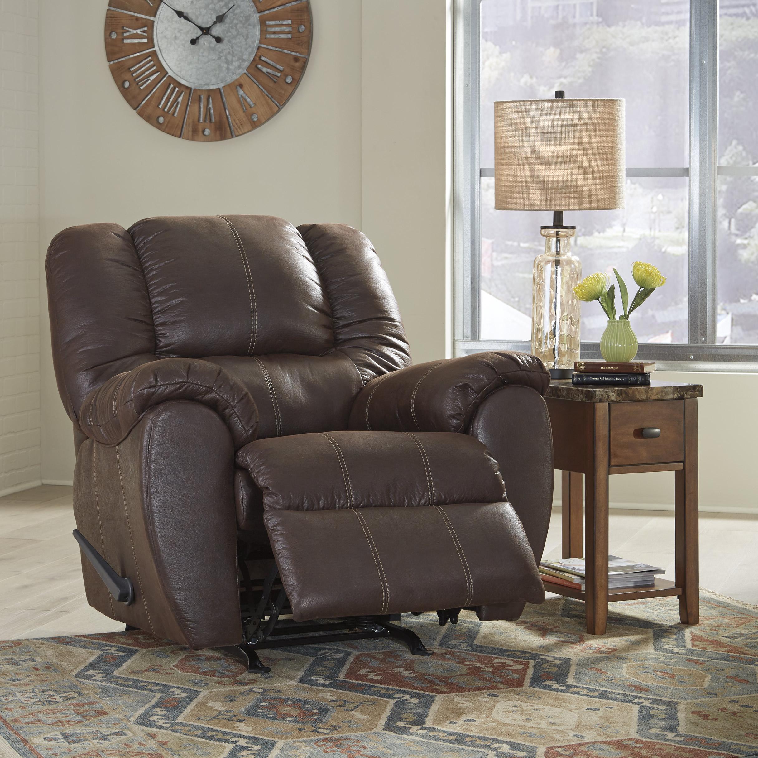  Manufacturer Color_Walnut --  Signature Design by Ashley McGann Rocker Leather Look Recliner IMAGE 4