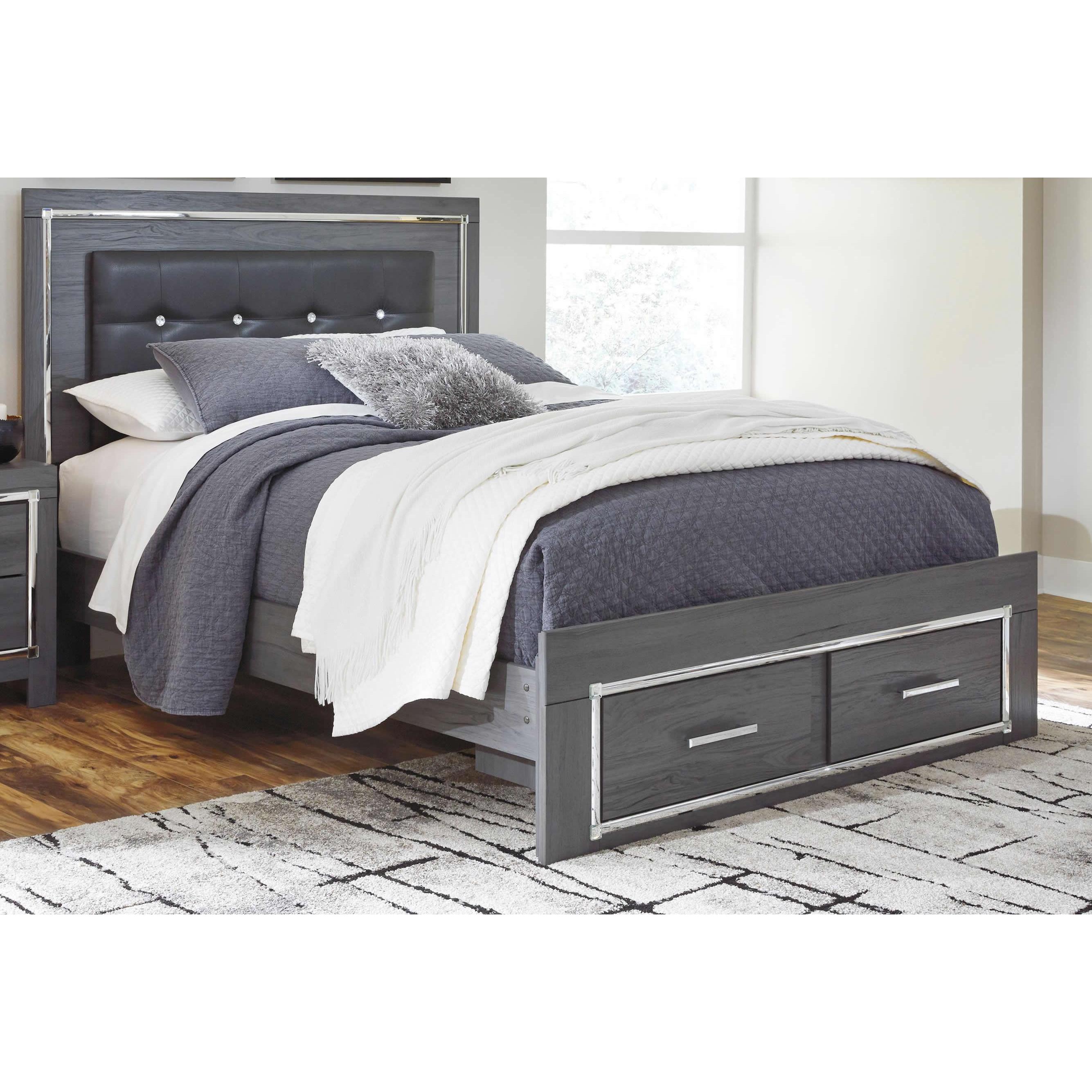  Size_Queen --  Signature Design by Ashley Lodanna Panel Bed with Storage IMAGE 1