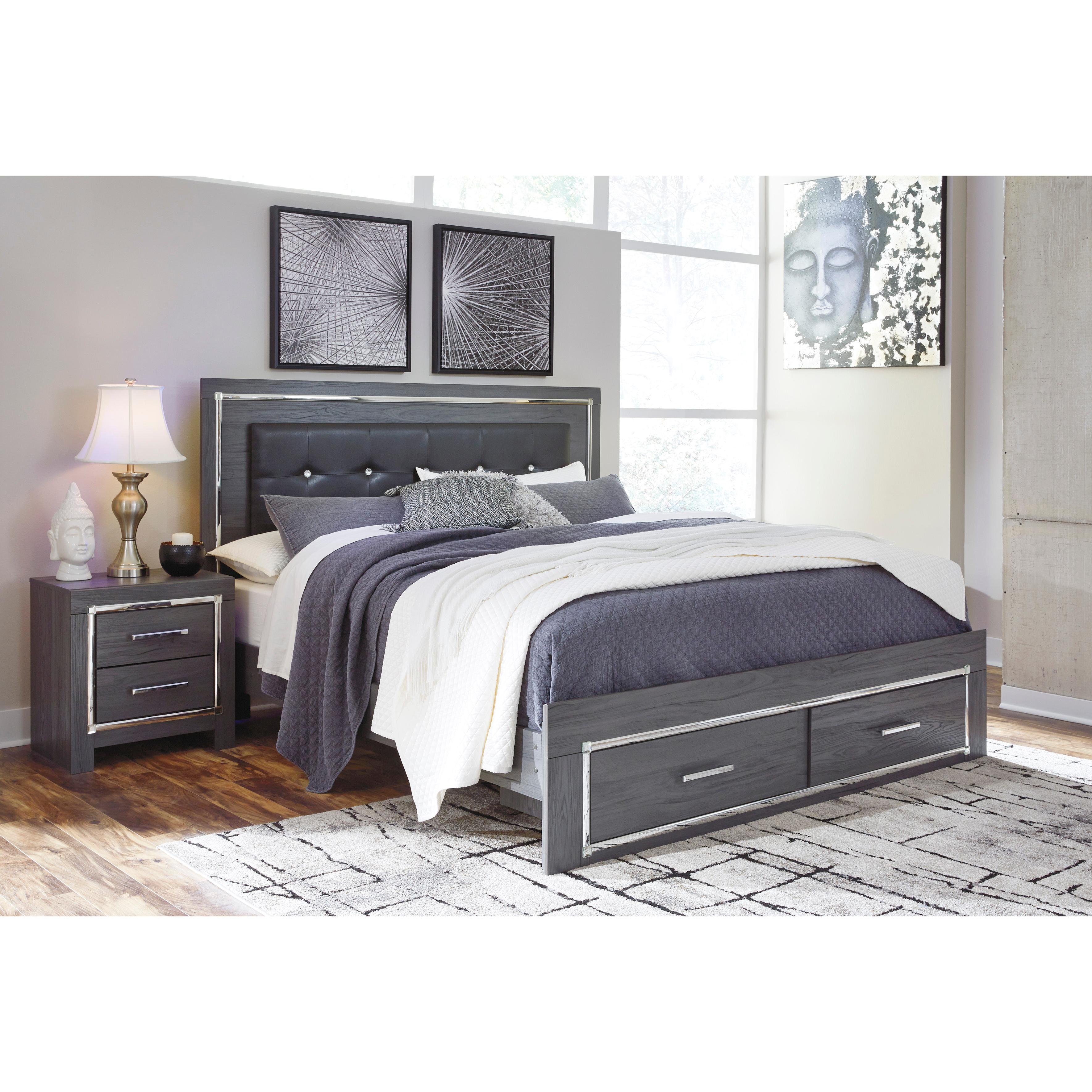  Size_King --  Lodanna B214B11 King Panel Bed with 2 Storage Drawers IMAGE 1
