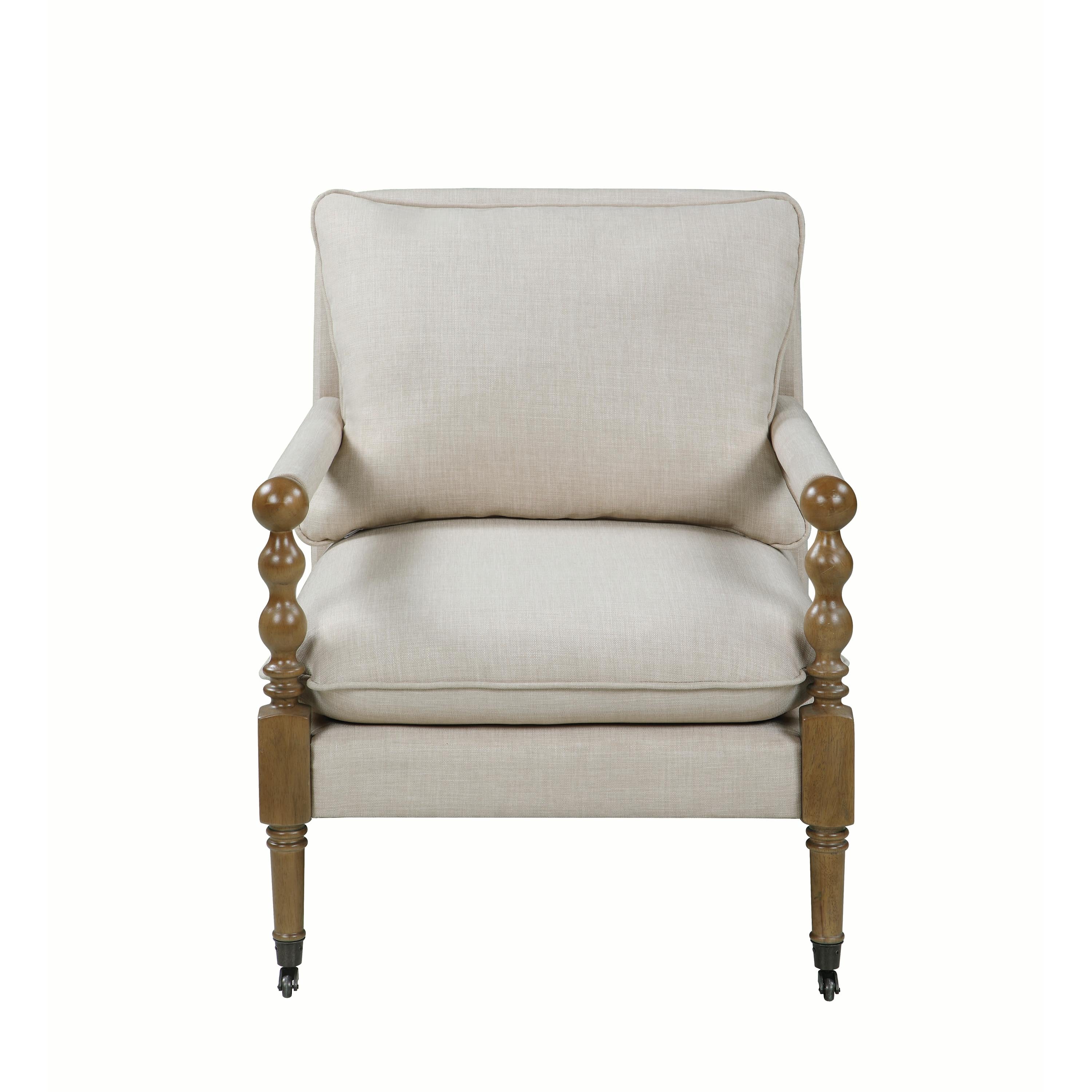  Coaster Furniture Dempsy 903058 Upholstered Accent Chair with Casters - Beige IMAGE 2