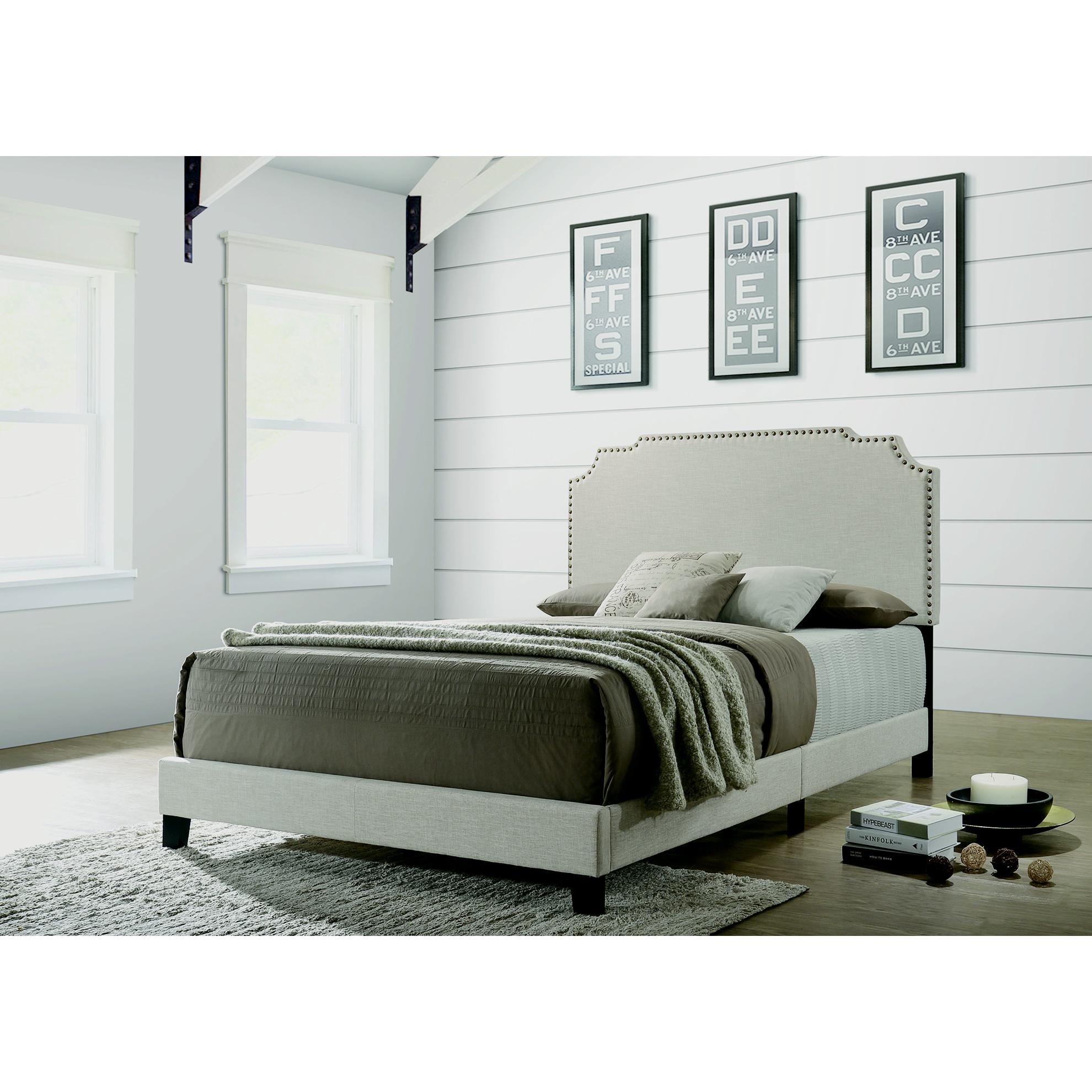  Size_Queen --  Tamarac 310061Q Upholstered Queen Panel Bed - Beige IMAGE 4