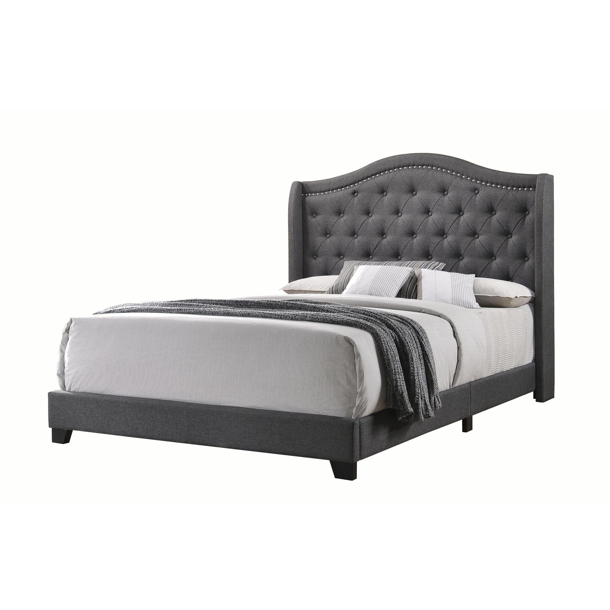  Size_Queen --  Sonoma 310072Q Upholstered Queen Wingback Bed - Grey IMAGE 1