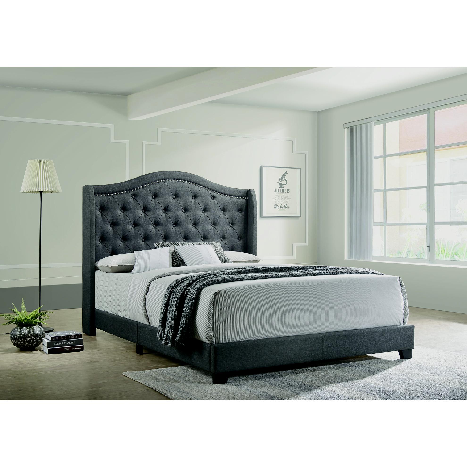  Size_Queen --  Sonoma 310072Q Upholstered Queen Wingback Bed - Grey IMAGE 4