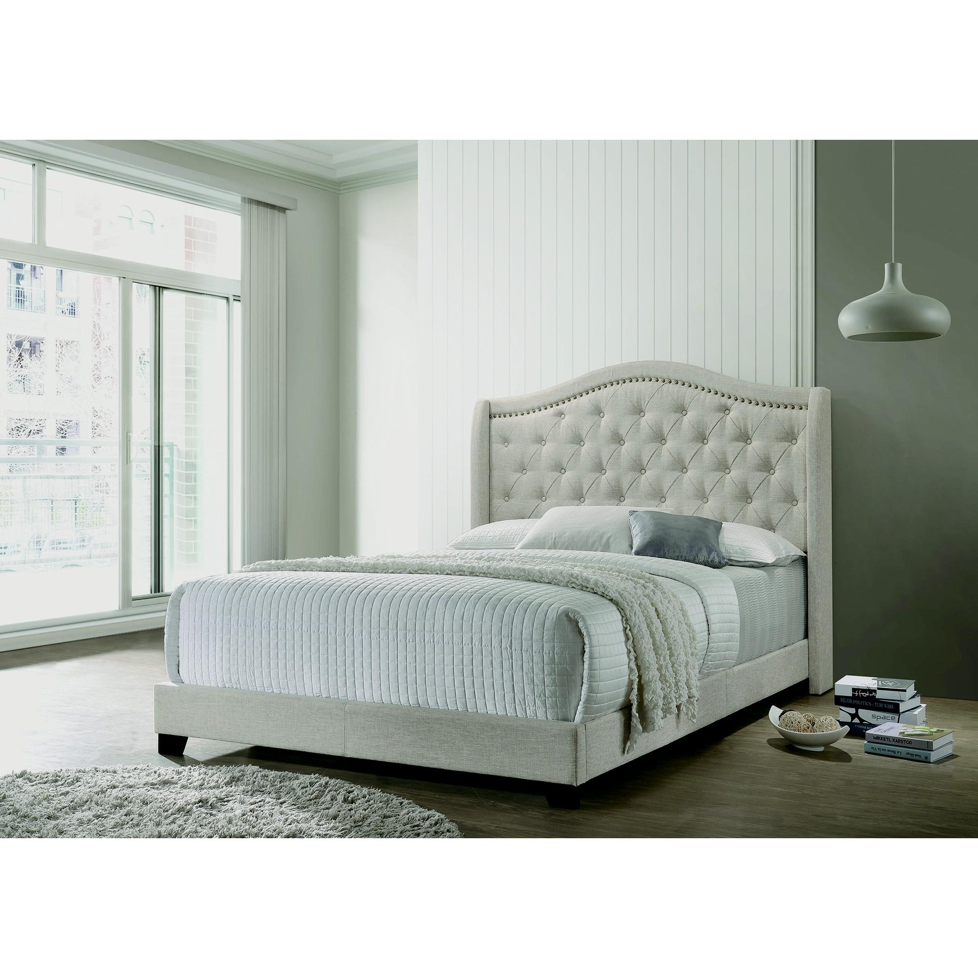  Size_Queen --  Sonoma 310073Q Upholstered Queen Wingback Bed - Beige IMAGE 4