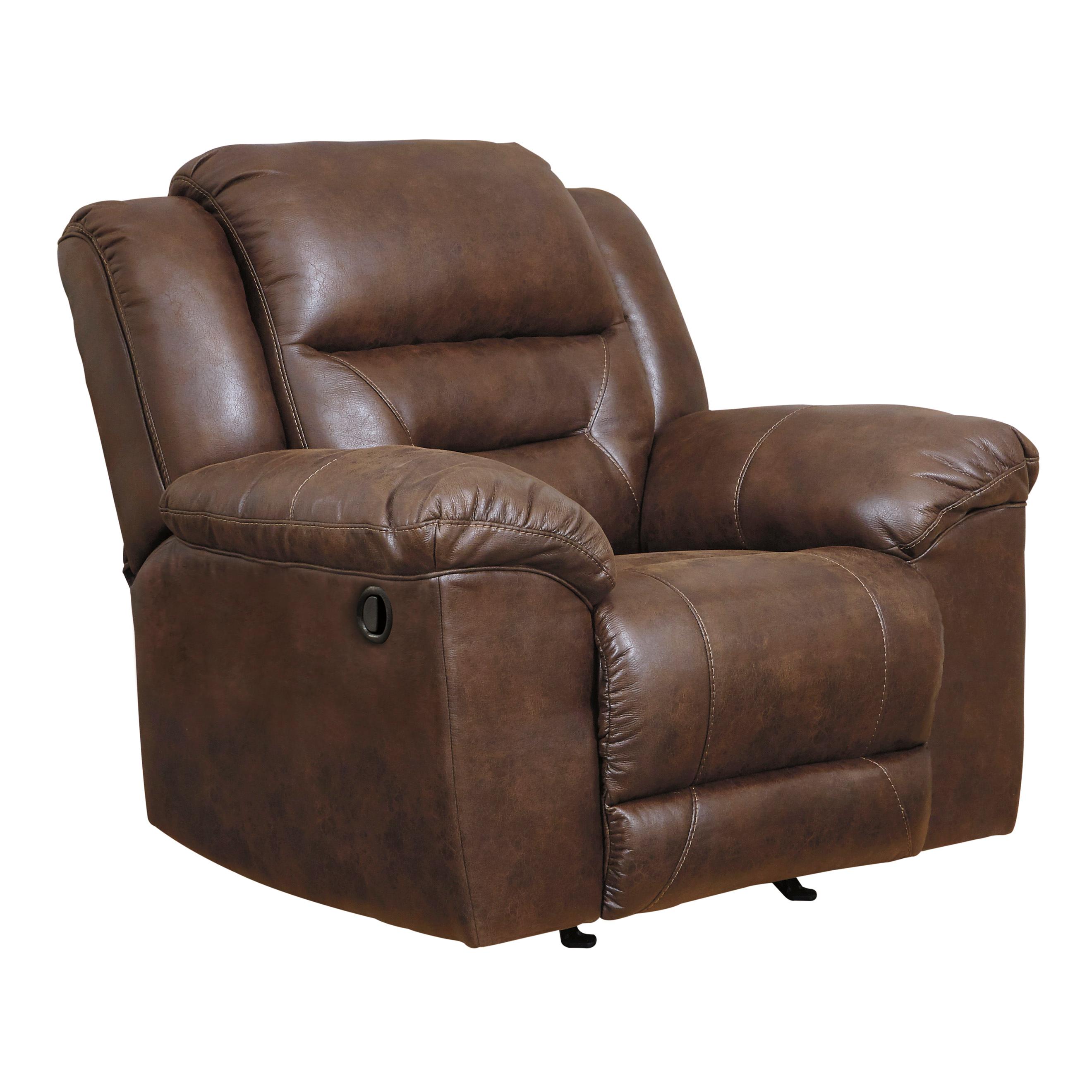  Manufacturer Color_Chocolate Motion Type_Manual --  Signature Design by Ashley Stoneland Rocker Leather Look Recliner IMAGE 2