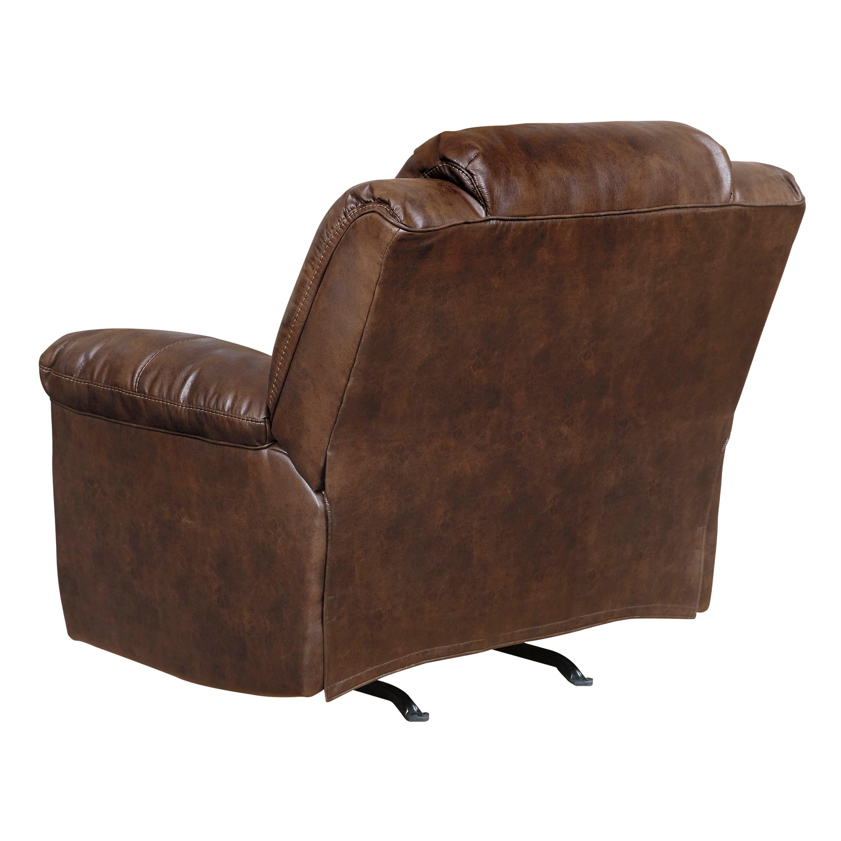  Manufacturer Color_Chocolate Motion Type_Manual --  Signature Design by Ashley Stoneland Rocker Leather Look Recliner IMAGE 4