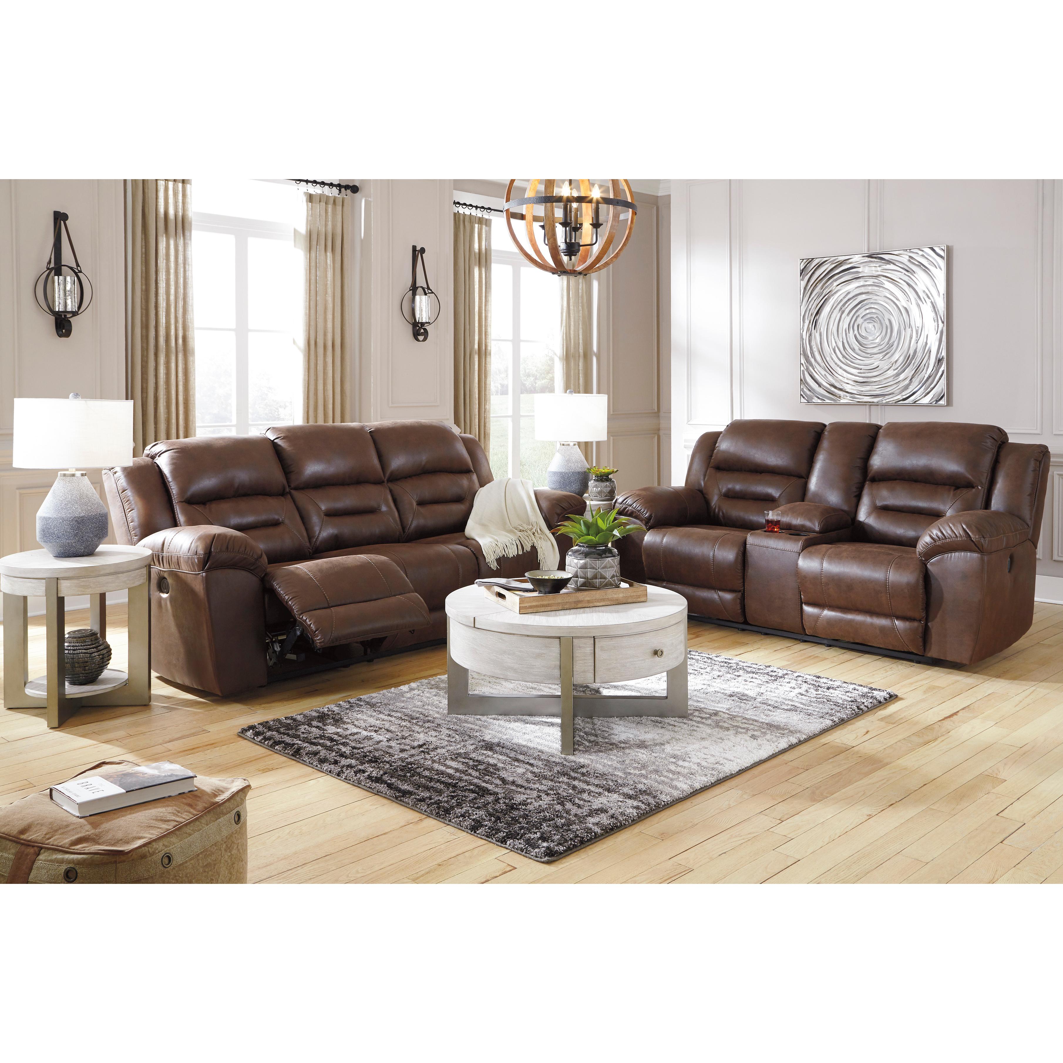  Manufacturer Color_Chocolate Motion Type_Power Recline --  Signature Design by Ashley Stoneland Reclining Leather Look Sofa IMAGE 8