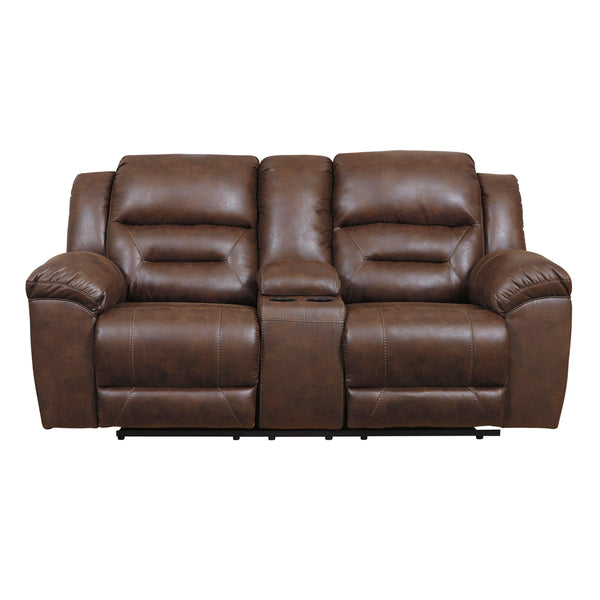 Signature Design by Ashley Stoneland Reclining Leather Look Loveseat with Console