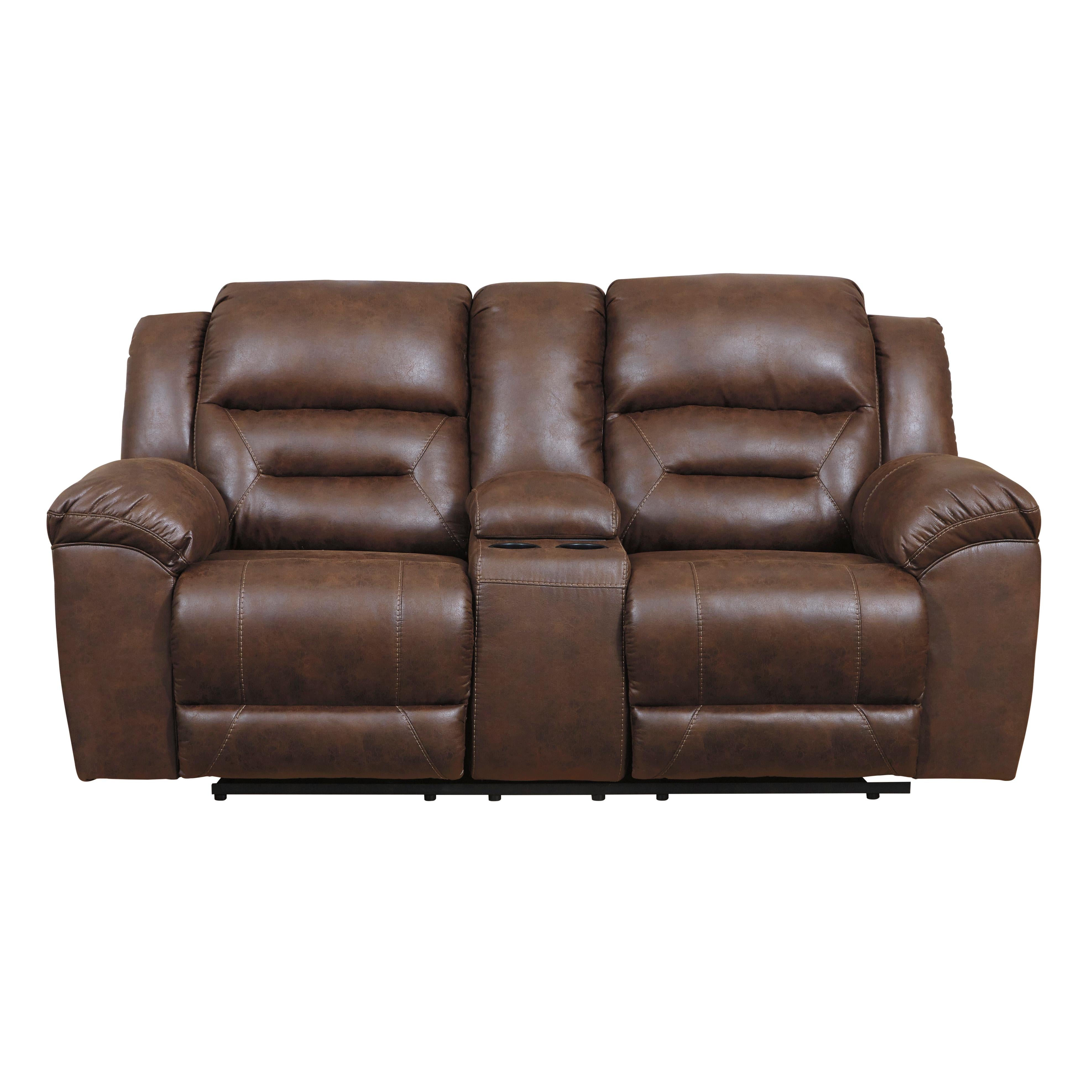  Manufacturer Color_Chocolate Motion Type_Reclining --  Stoneland 3990494 Double Reclining Loveseat with Console IMAGE 1