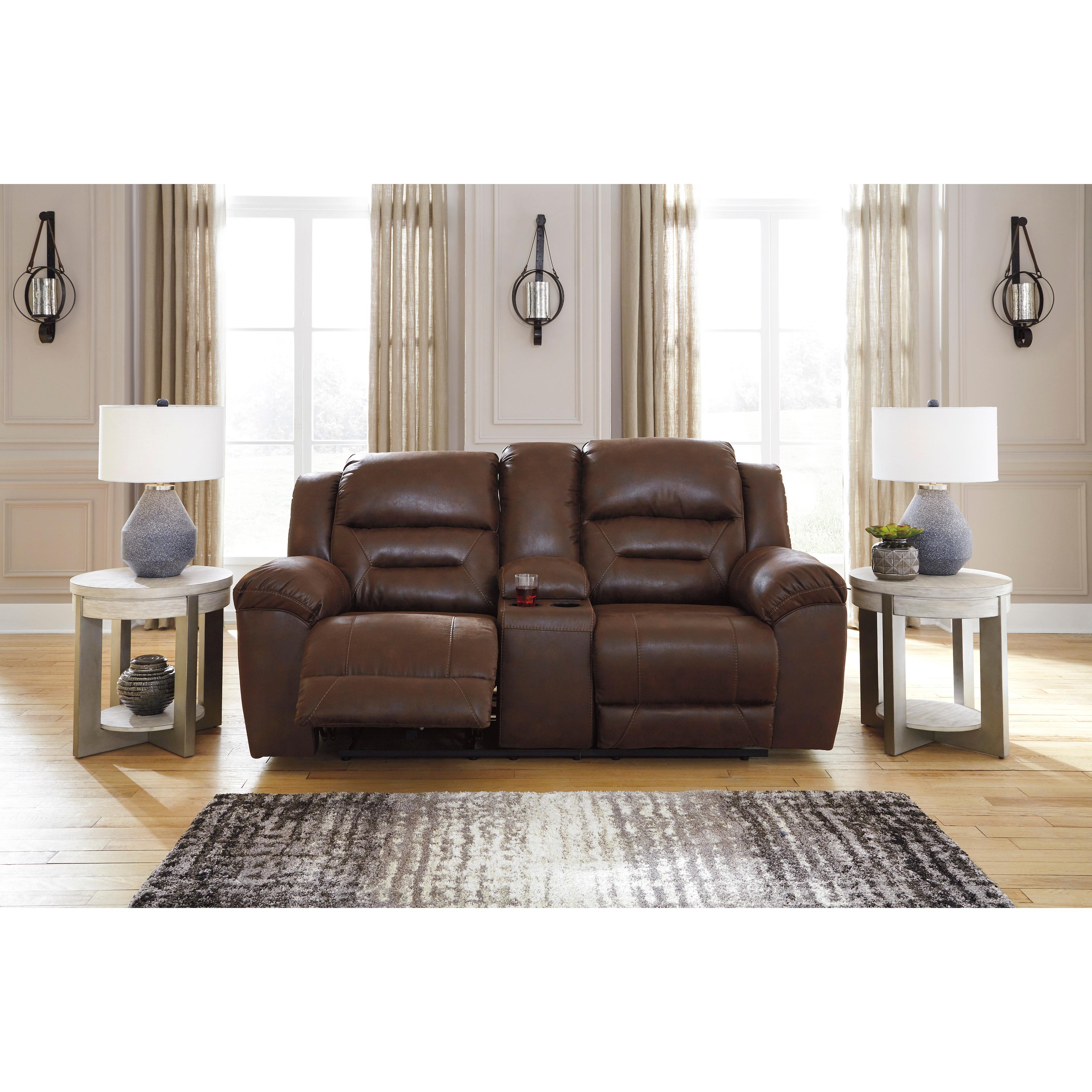  Manufacturer Color_Chocolate Motion Type_Reclining --  Stoneland 3990494 Double Reclining Loveseat with Console IMAGE 4