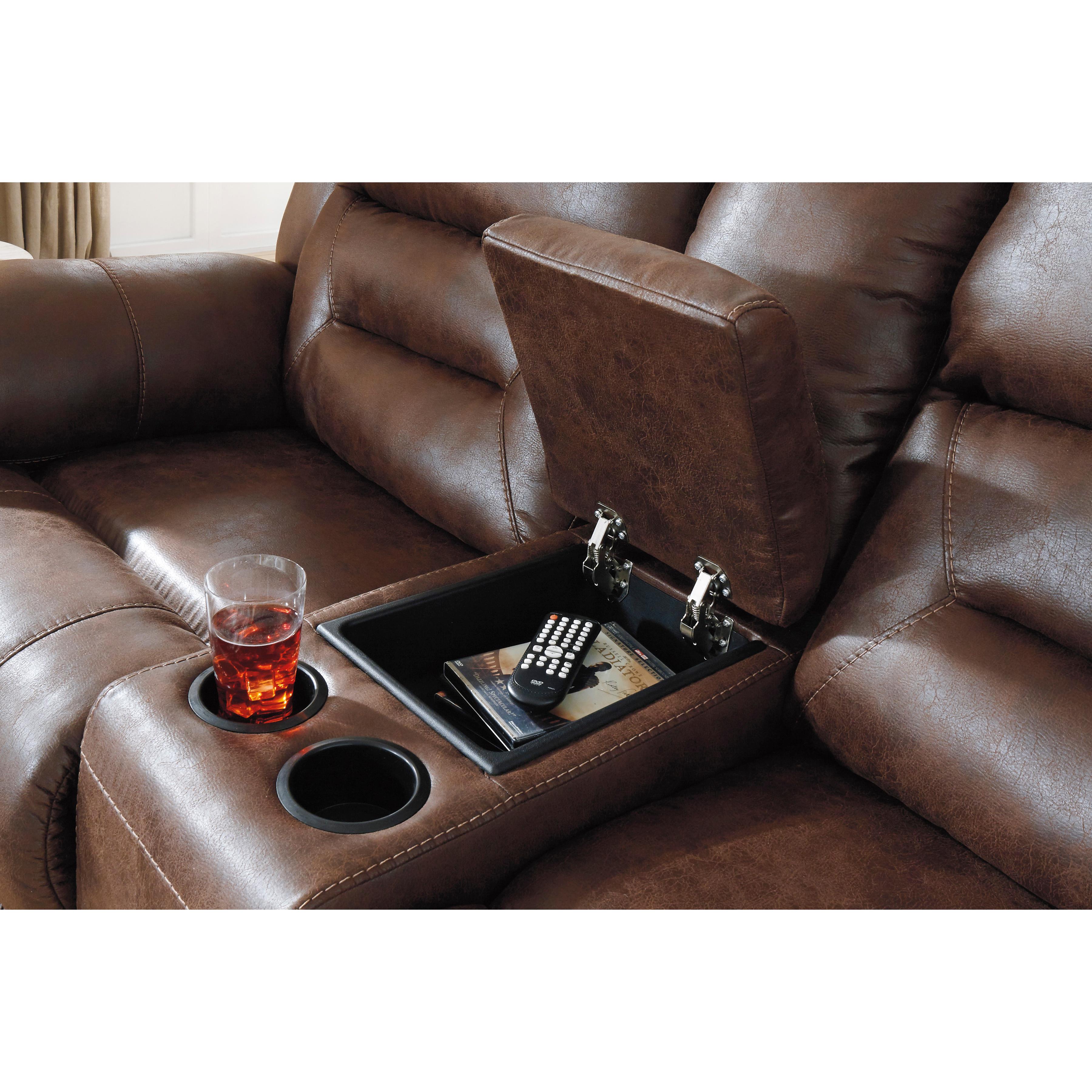  Manufacturer Color_Chocolate Motion Type_Reclining --  Stoneland 3990494 Double Reclining Loveseat with Console IMAGE 5