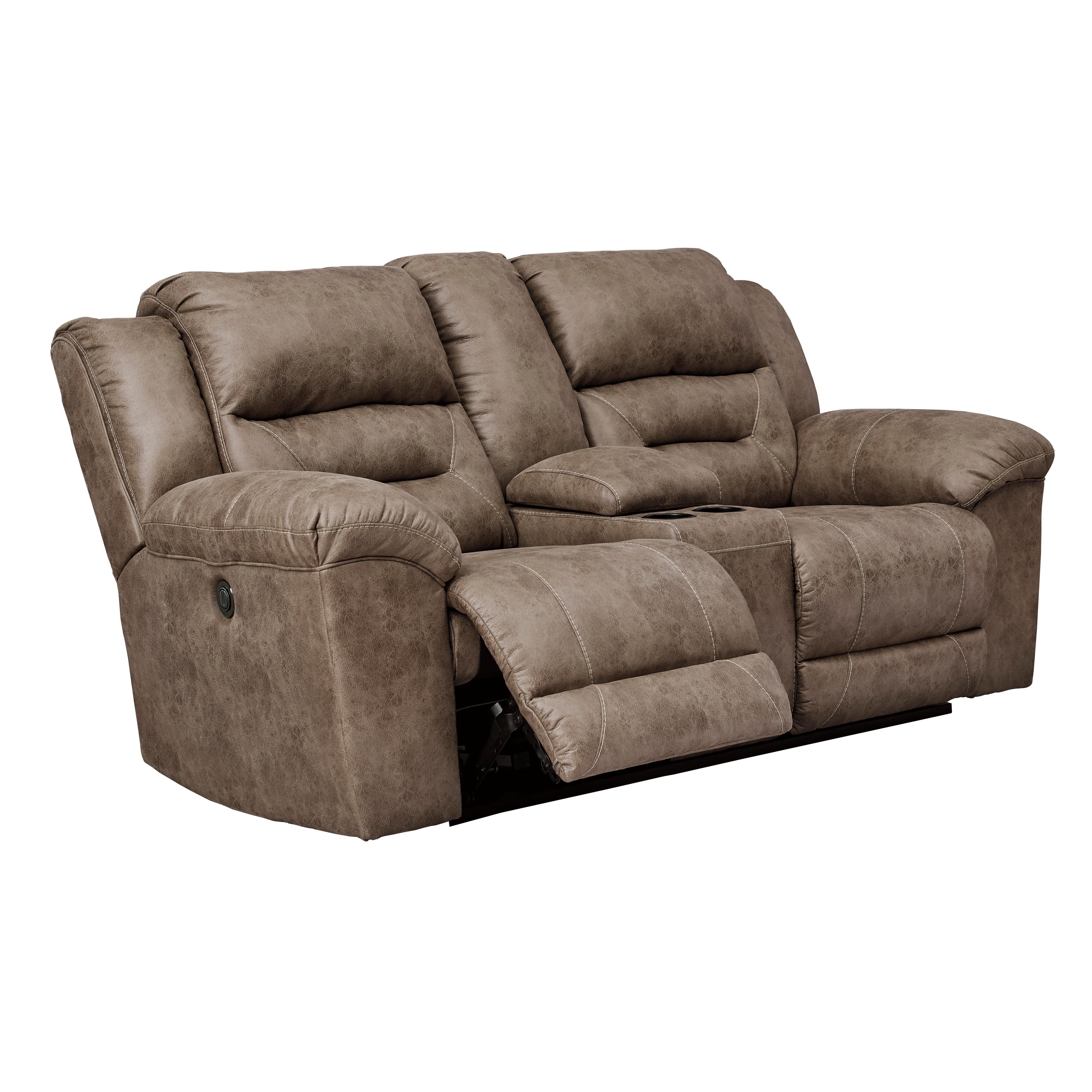  Manufacturer Color_Fossil Motion Type_Power Recline --  Stoneland 3990596 Double Reclining Power Loveseat with Console IMAGE 2