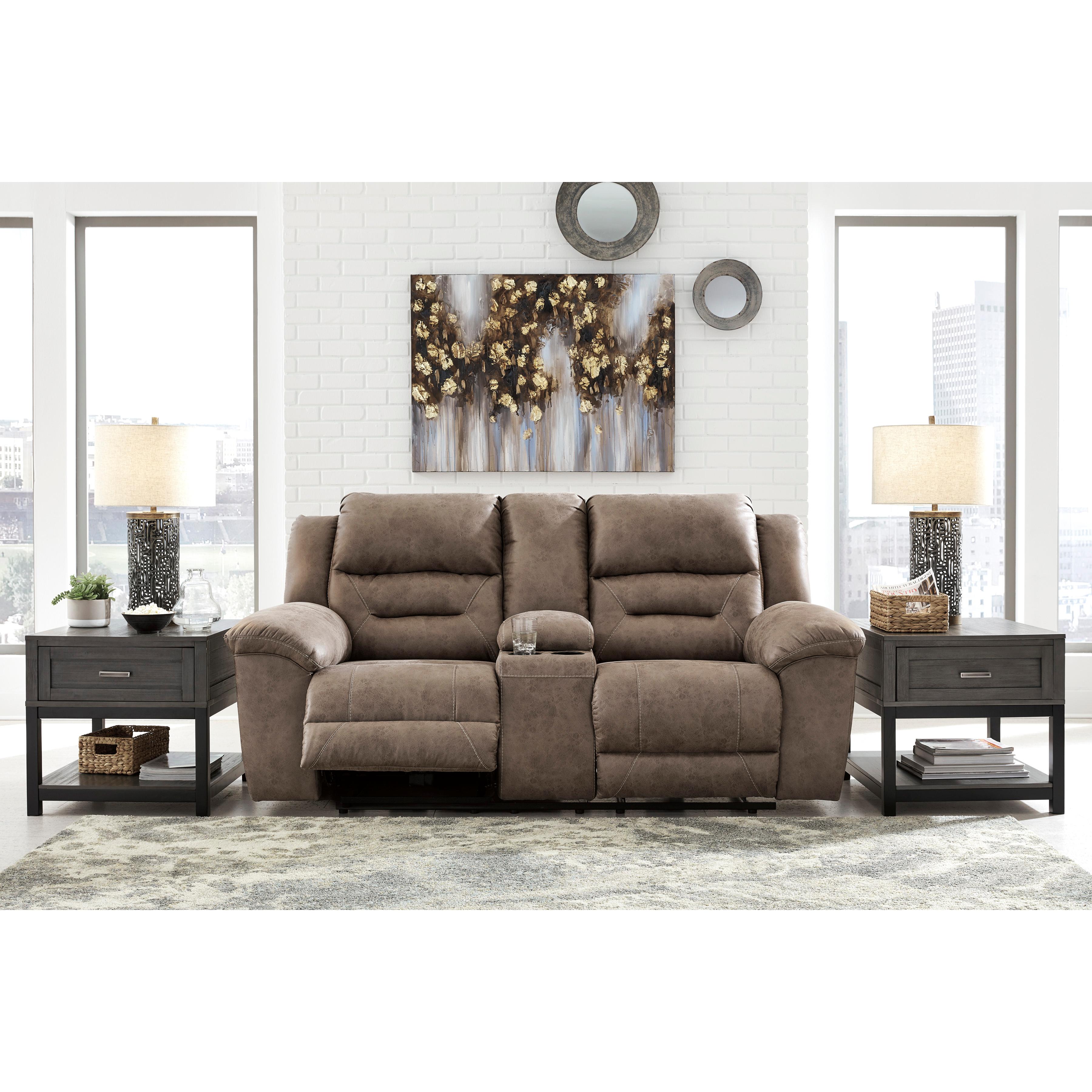  Manufacturer Color_Fossil Motion Type_Reclining --  Stoneland 3990594 Double Reclining Loveseat with Console IMAGE 4