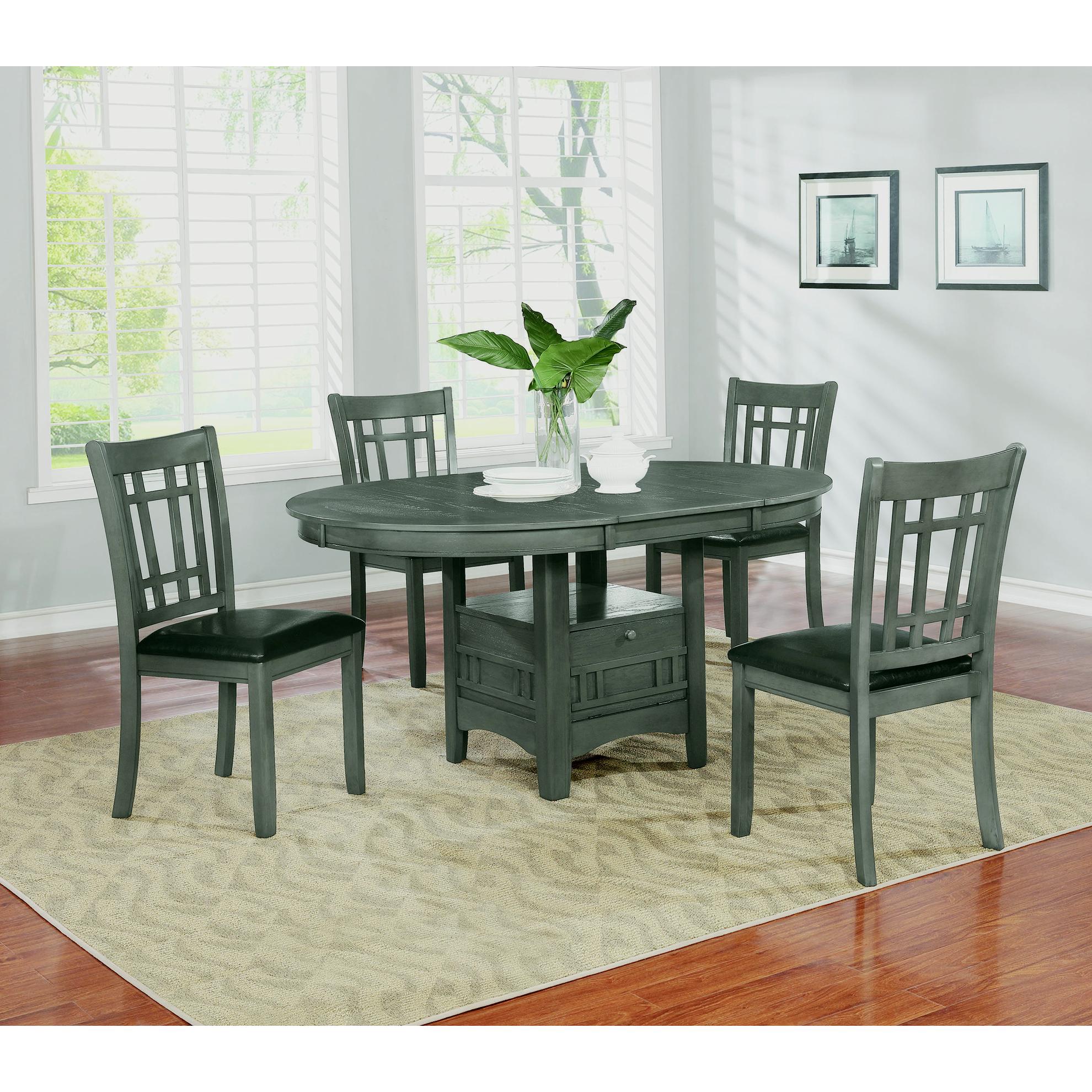  Coaster Furniture Lavon 108211 Oval 60-inch Extension Leaf Dining Table - Medium Grey IMAGE 6