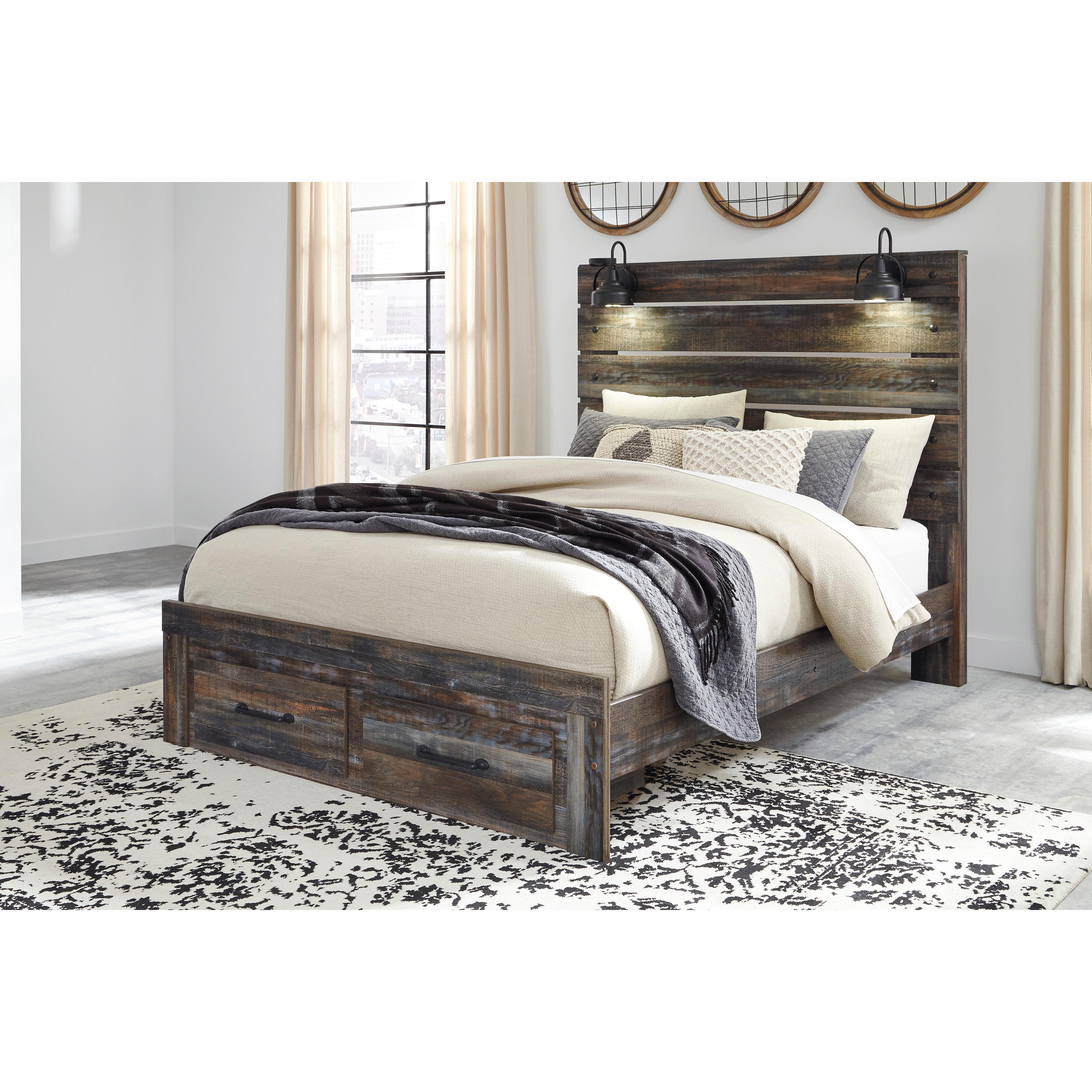  Size_Queen --  Signature Design by Ashley Drystan Panel Bed with Storage IMAGE 2