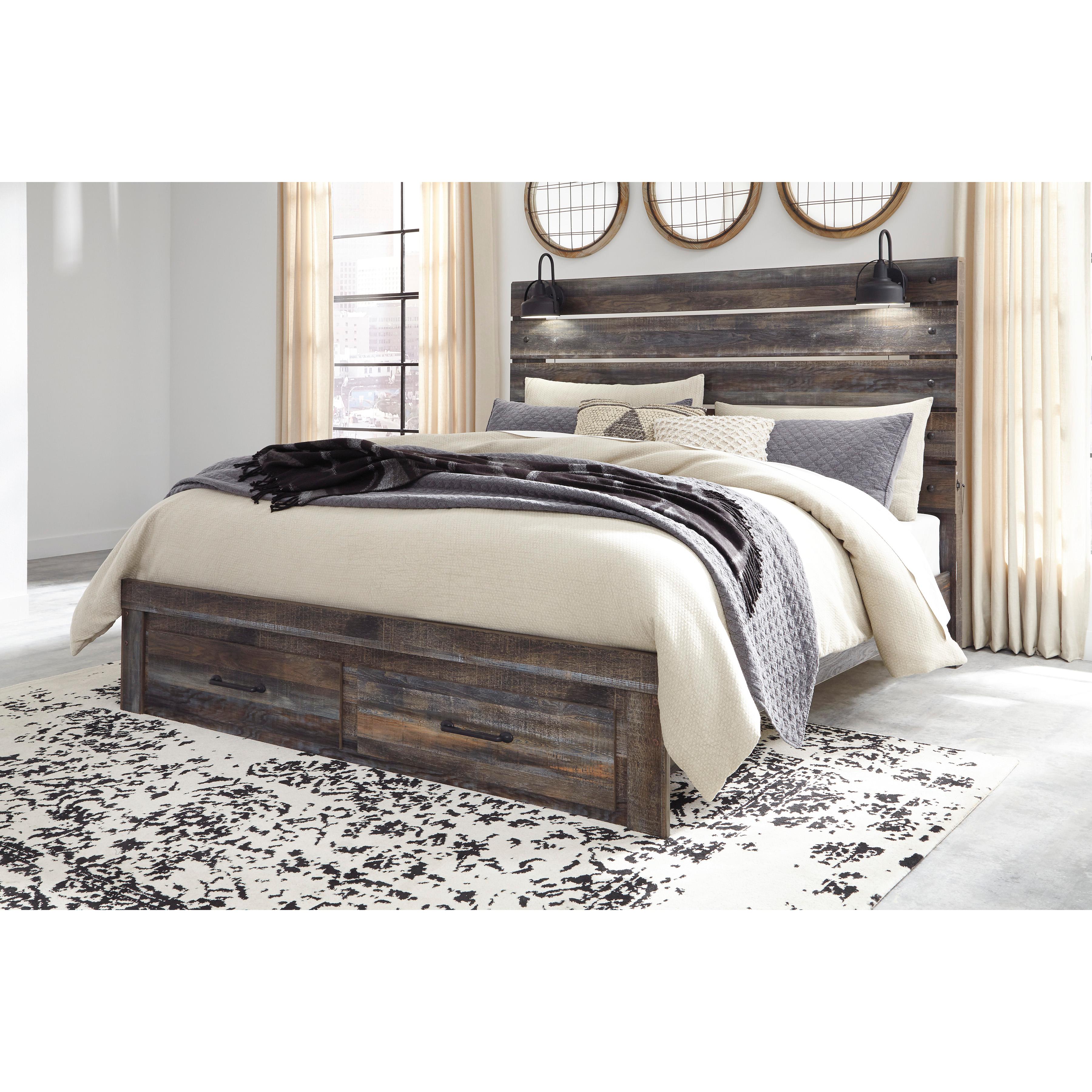  Size_King --  Drystan B211B55 King Panel Bed with 2 Storage Drawers IMAGE 2