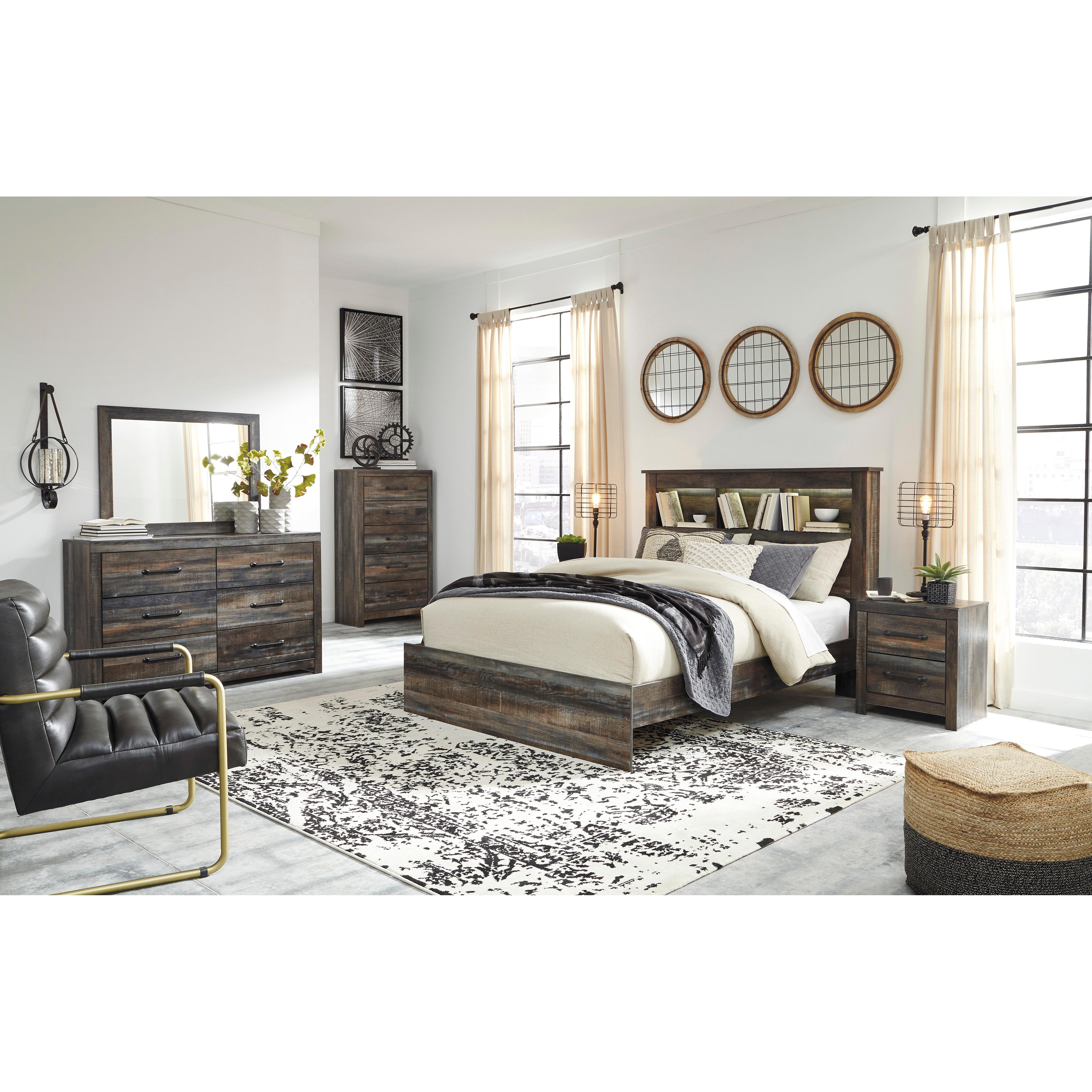  Size_Queen --  Signature Design by Ashley Drystan Bookcase Bed IMAGE 6