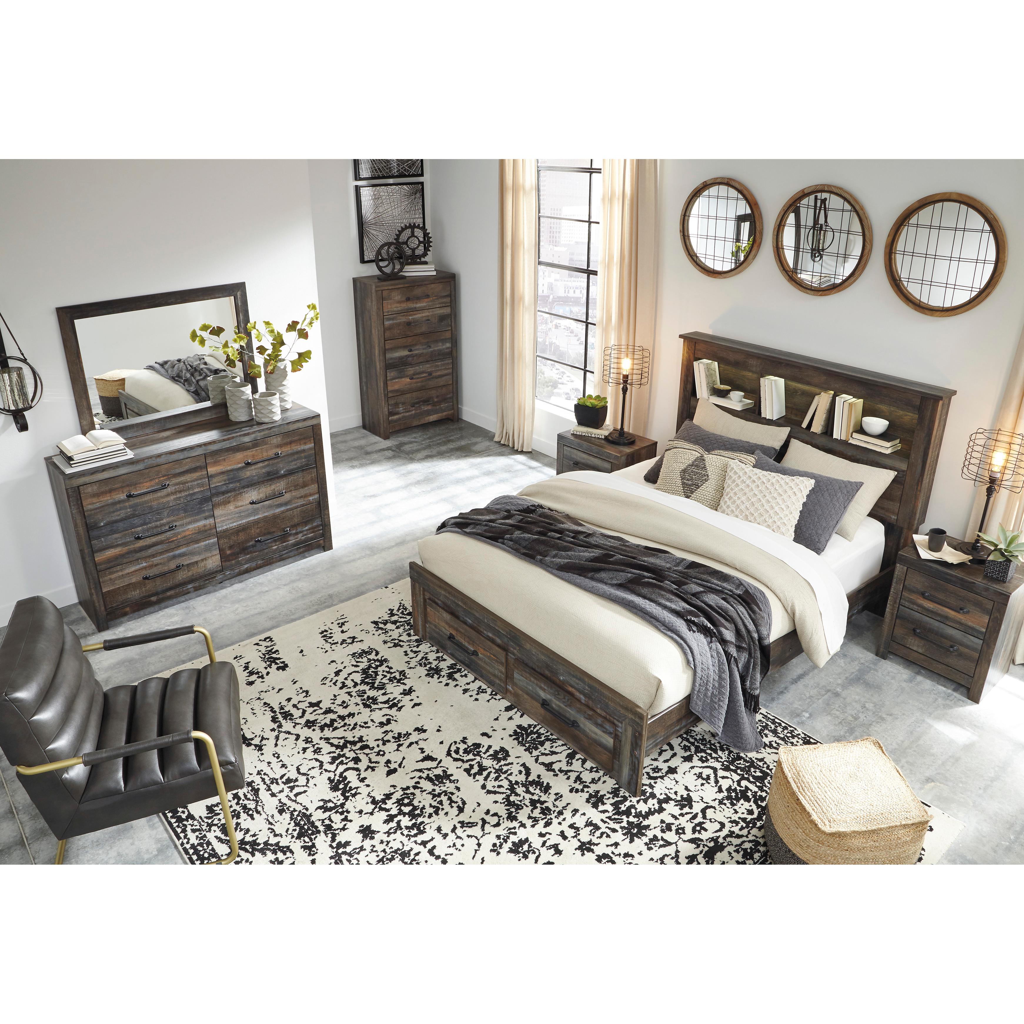  Size_Queen --  Signature Design by Ashley Drystan Bookcase Bed with Storage IMAGE 7