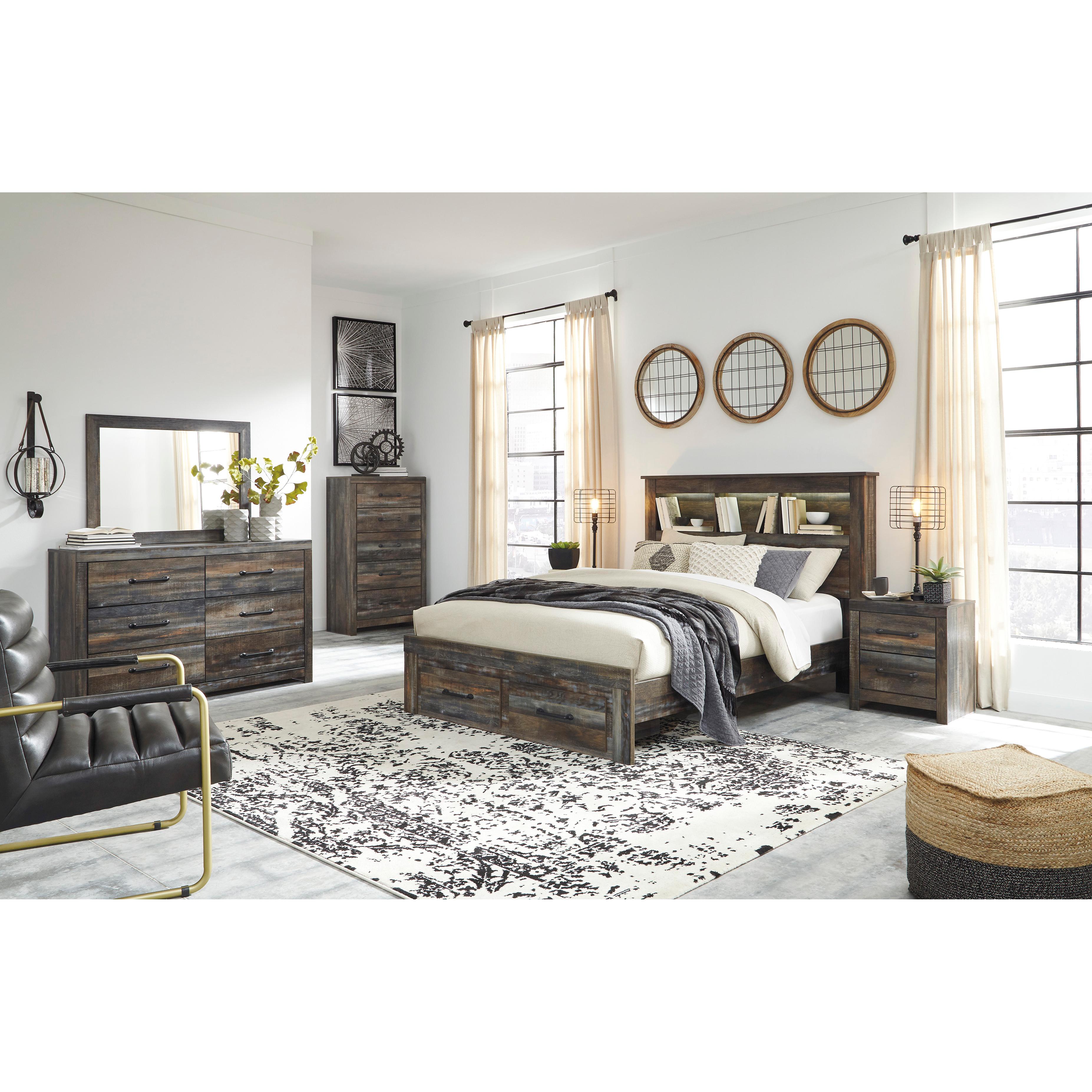 Size_Queen --  Signature Design by Ashley Drystan Bookcase Bed with Storage IMAGE 9