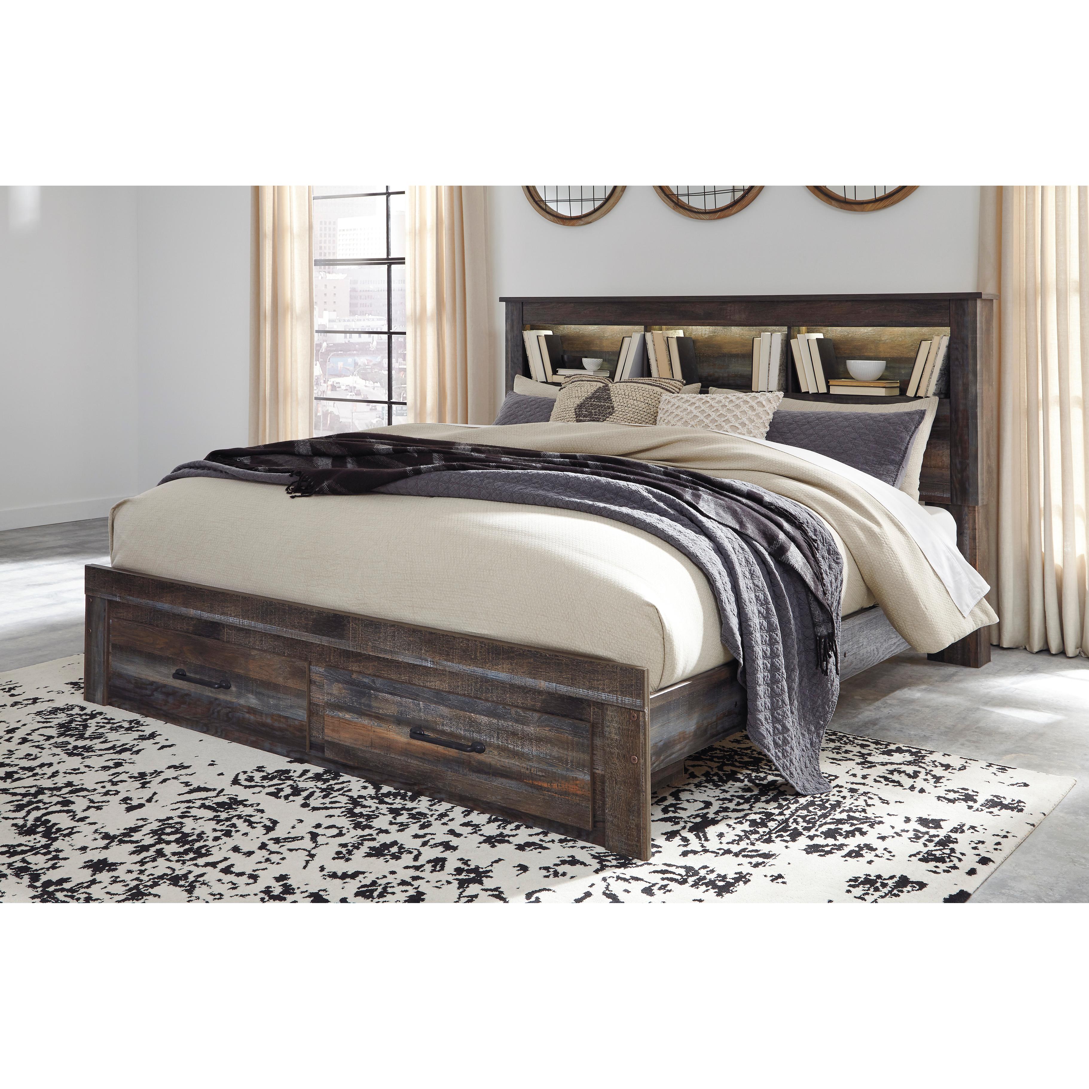  Size_King --  Drystan B211B27 King Bookcase Bed with 2 Storage Drawers IMAGE 2