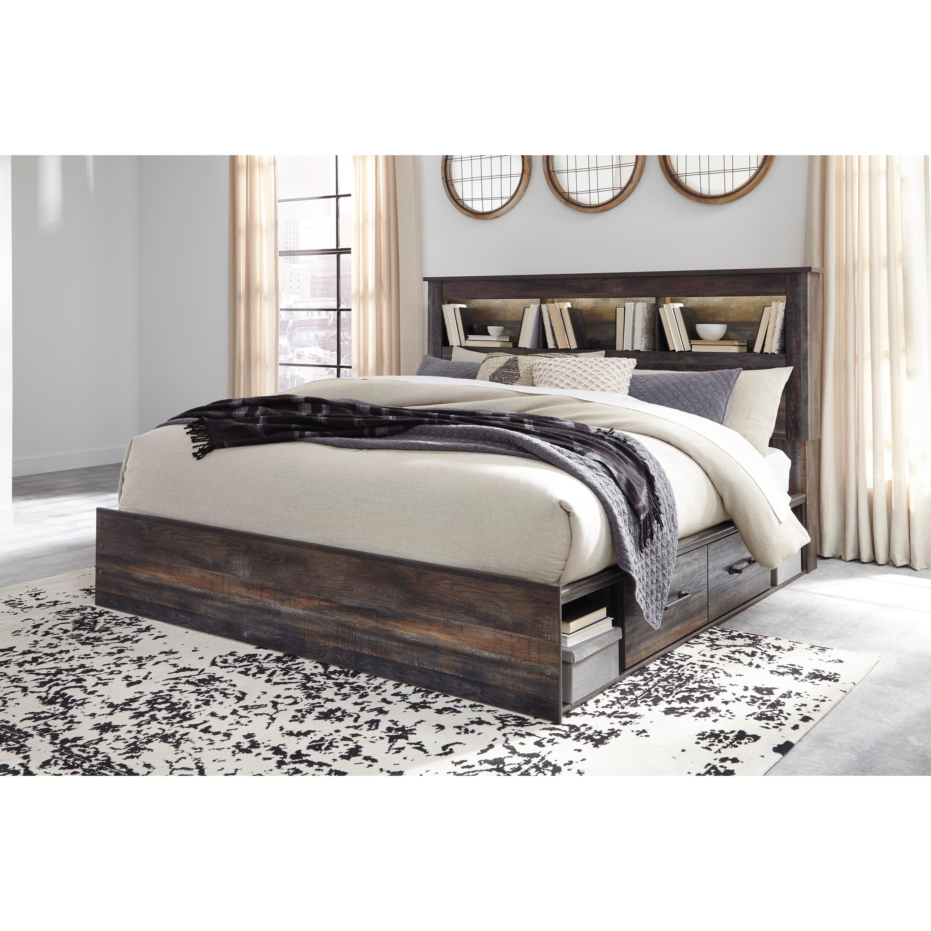  Size_King --  Drystan B211B52 King Bookcase Bed with 4 Storage Drawers IMAGE 2