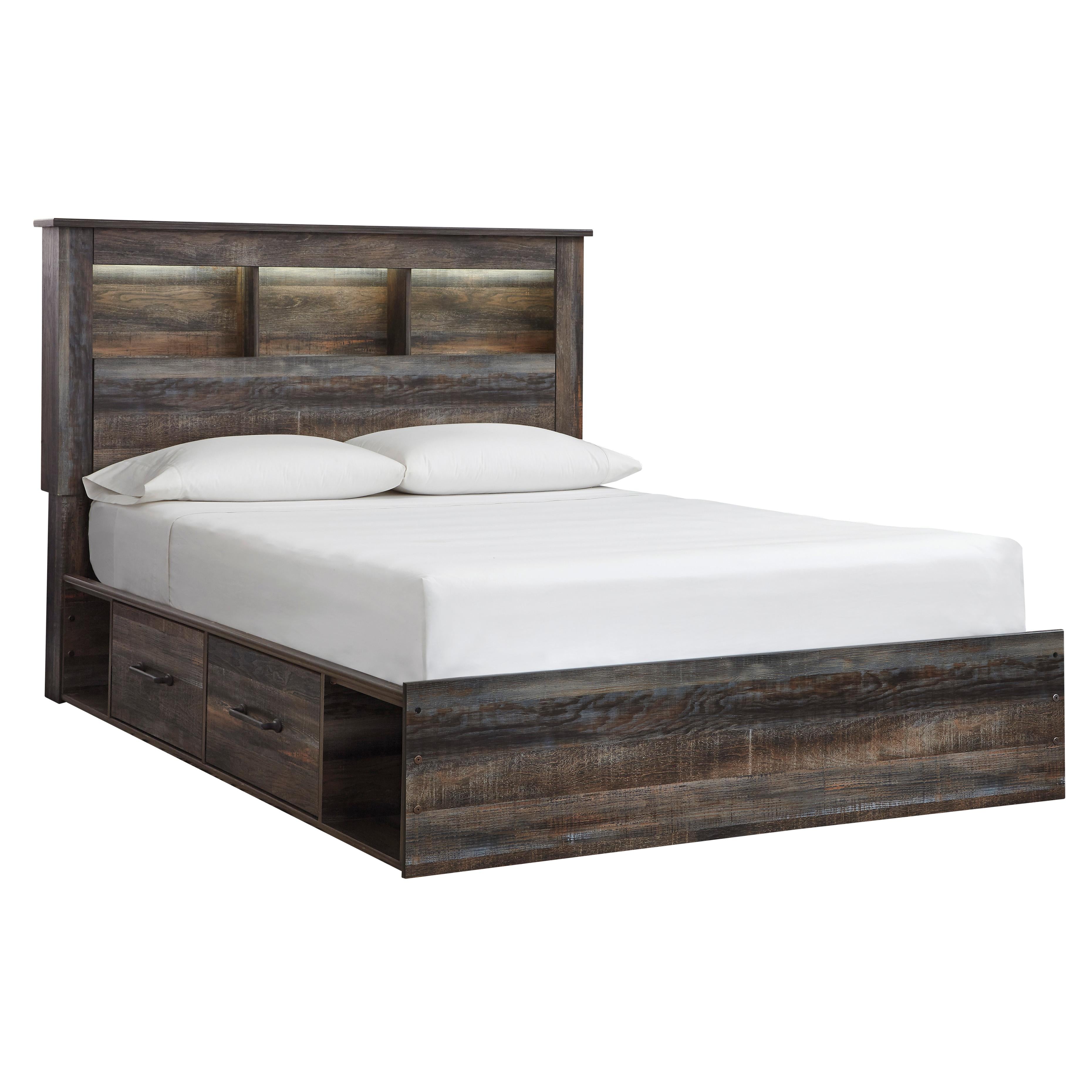  Size_Queen --  Signature Design by Ashley Drystan Bookcase Bed with Storage IMAGE 1