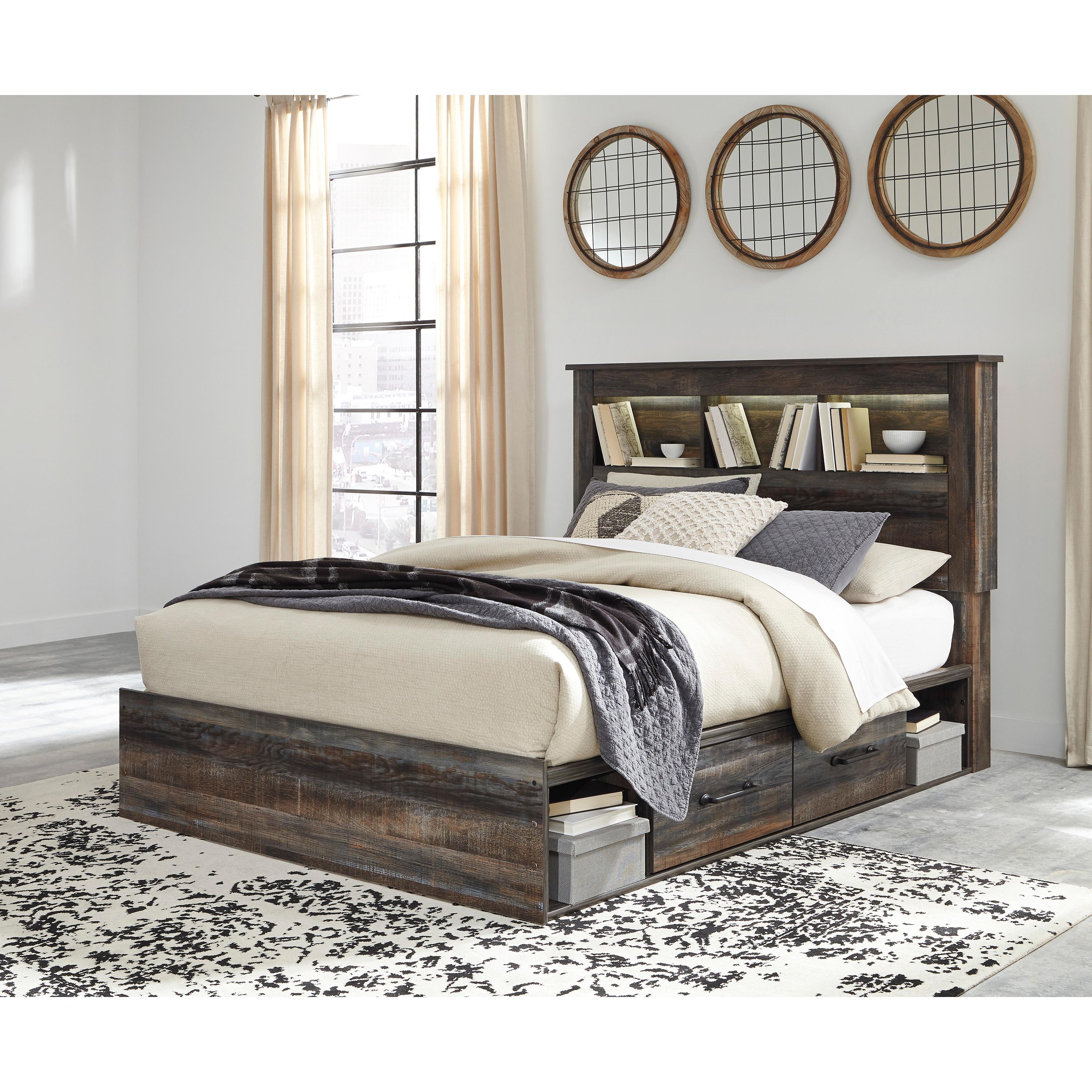  Size_Queen --  Signature Design by Ashley Drystan Bookcase Bed with Storage IMAGE 2
