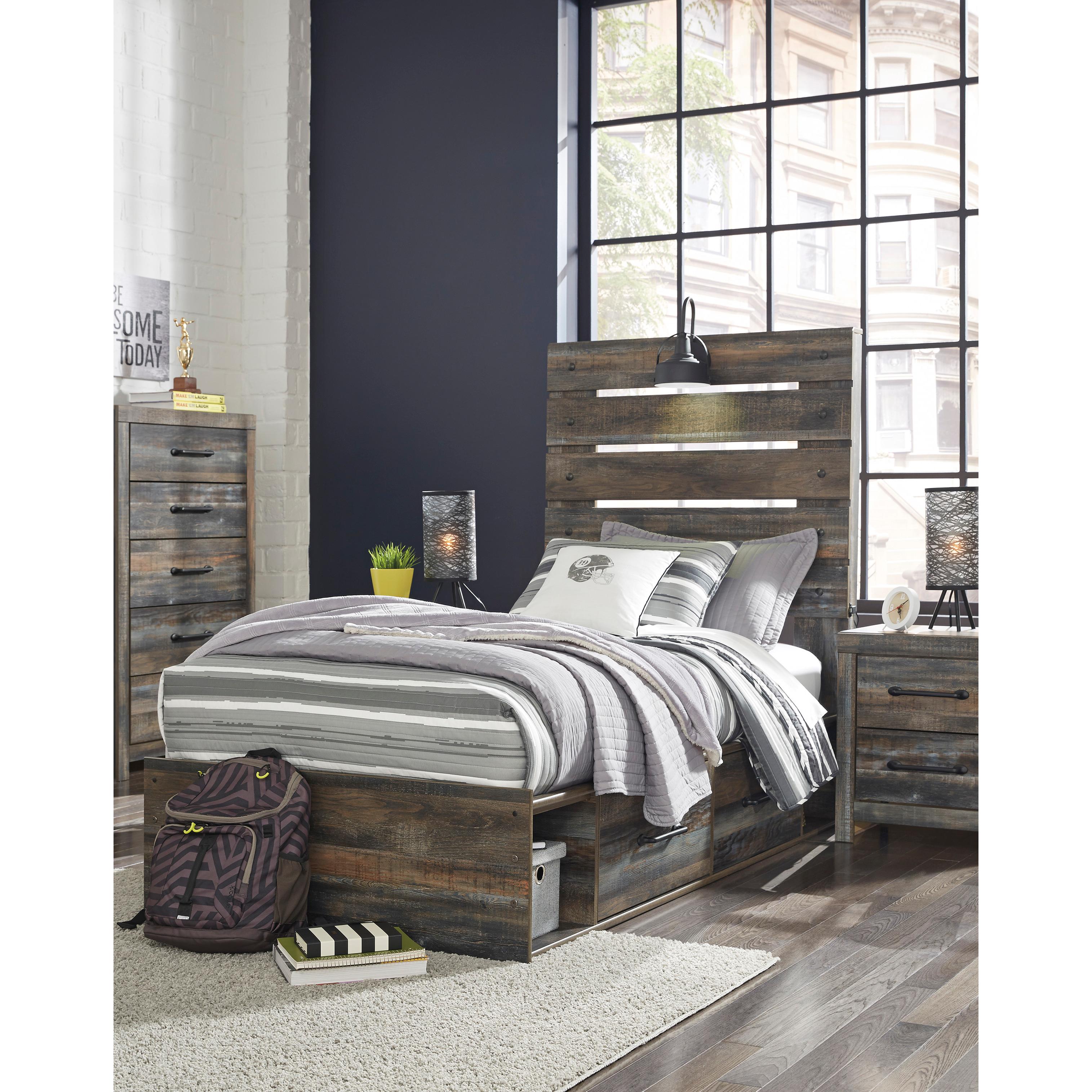  Signature Design by Ashley Drystan B211B8 Twin Panel Bed with 2 Storage Drawers IMAGE 7