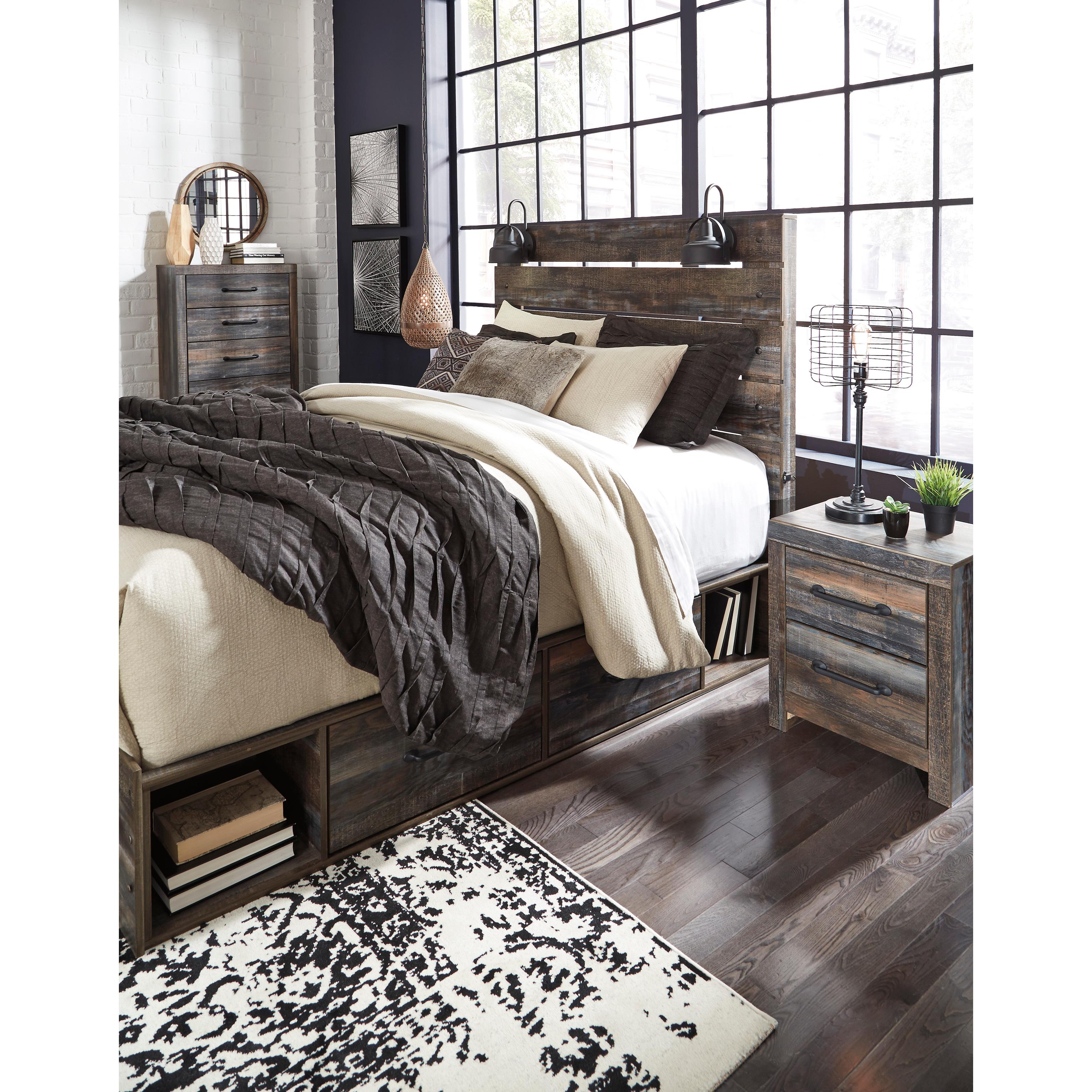  Size_Queen --  Signature Design by Ashley Drystan Panel Bed with Storage IMAGE 4