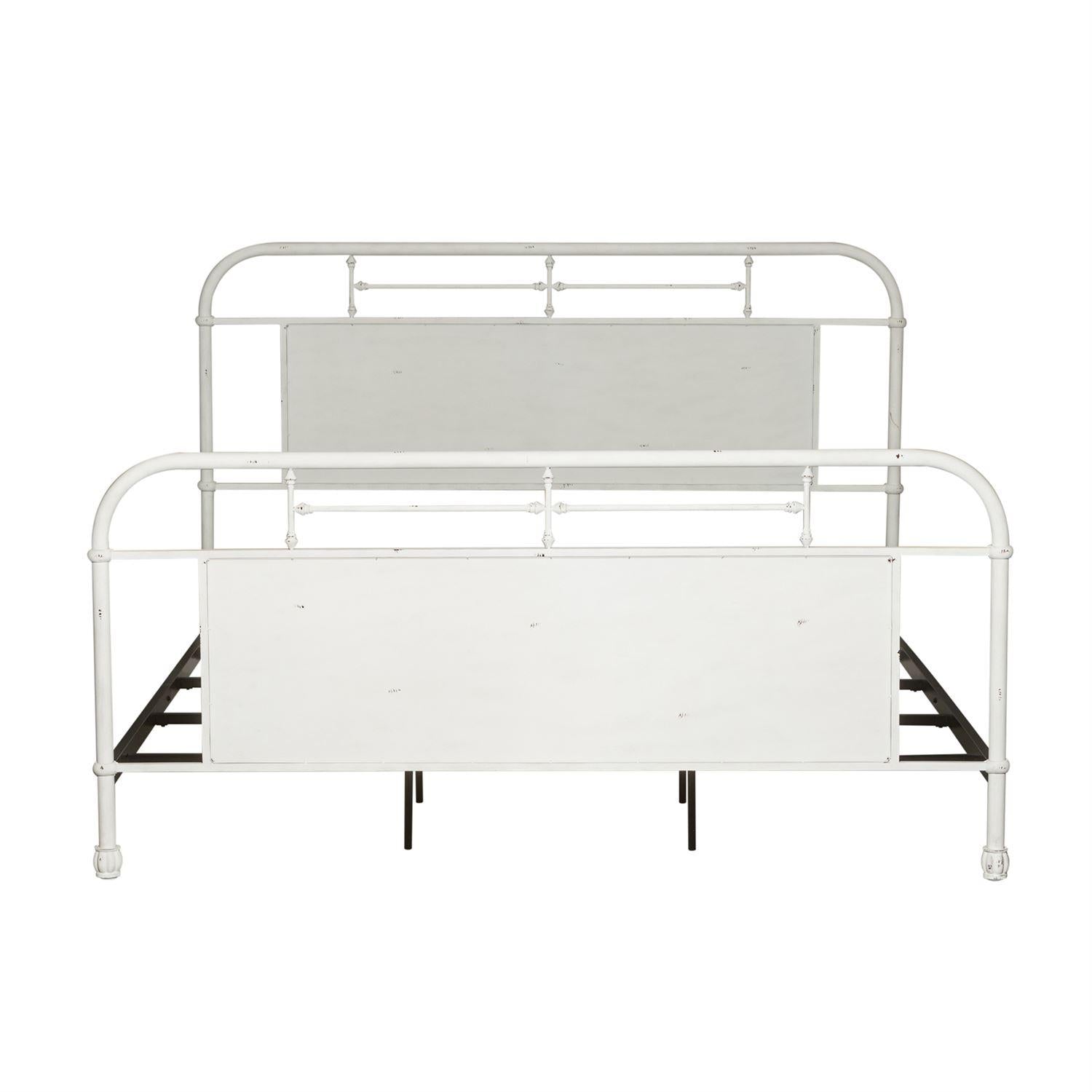  Size_Queen --  Vintage 179-BR13HFR-AW Queen Metal Bed - Antique White IMAGE 1